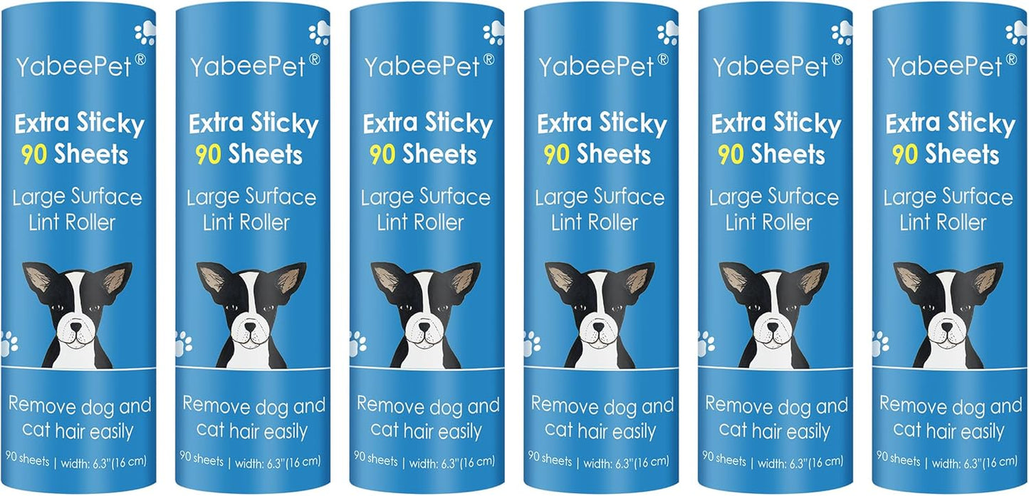 Extra Sticky Large Lint Roller Refills, 6.3'' Giant Lint Roller Refills for Pet Hair