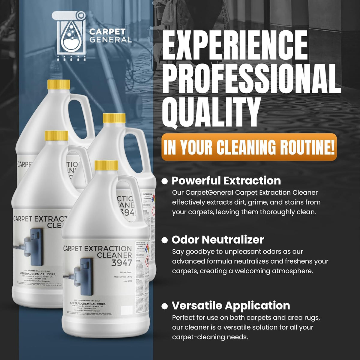 Carpet Extraction Cleaner - Water-Based Professional Deep Clean Carpet Cleaner Solution for Machine