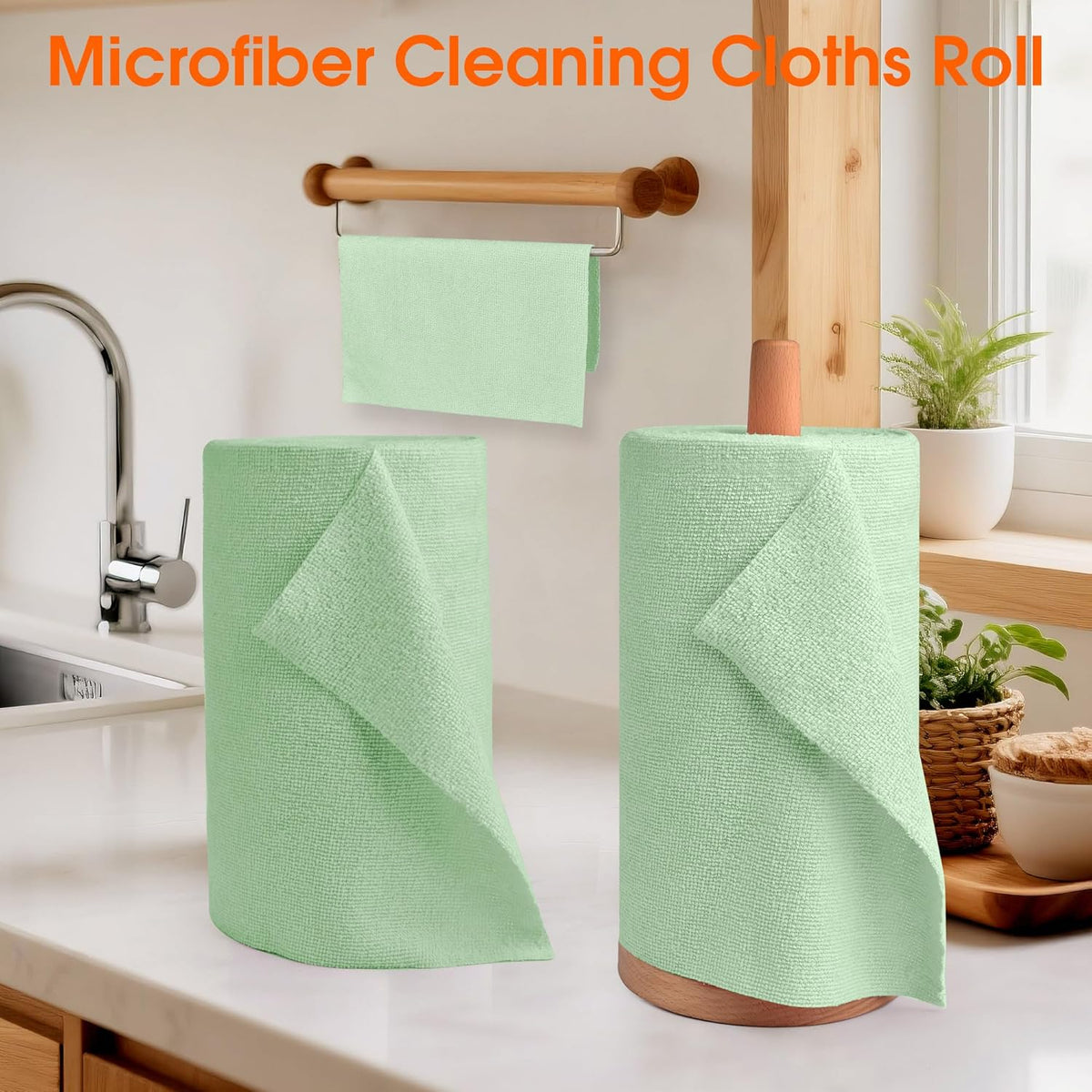 Roll of Microfiber Cleaning Cloth –100 Pack, Tear Away Microfiber Towels, Reusable, Washable
