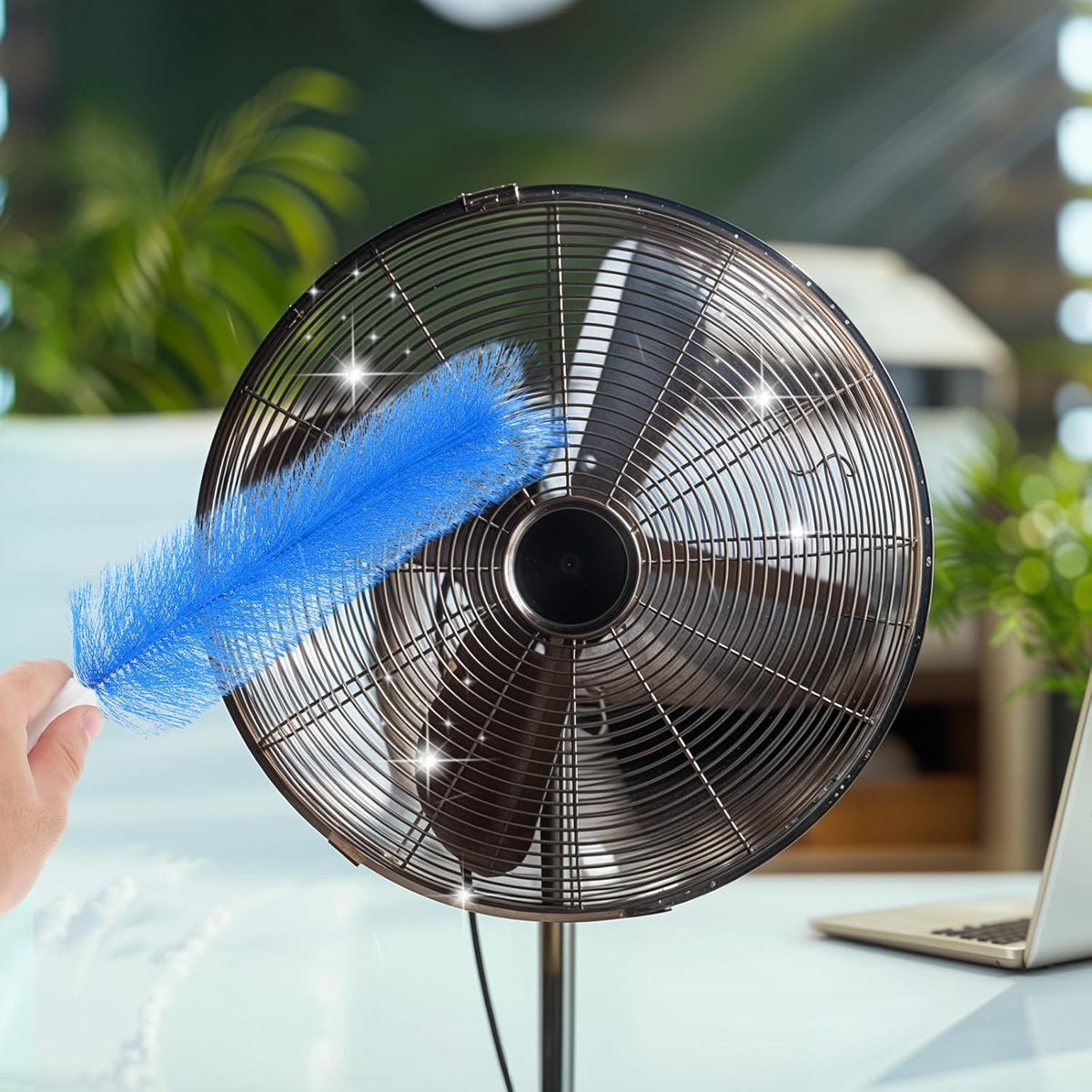 2 Pcs Fan Cleaner Brushes, Bendable Fan Cleaning Brush Cobweb Duster Set Microfiber Head Washable