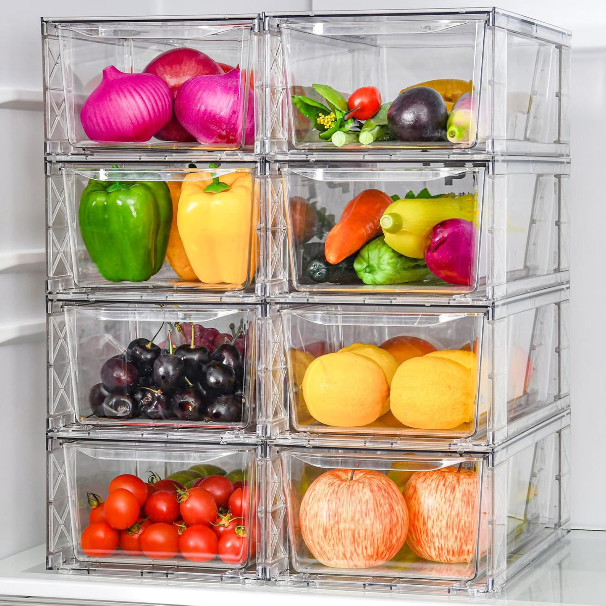8Pack Clear Stackable Kitchen Storage Organizer,Pantry Organizers and Storage,Foods Organizer Bins