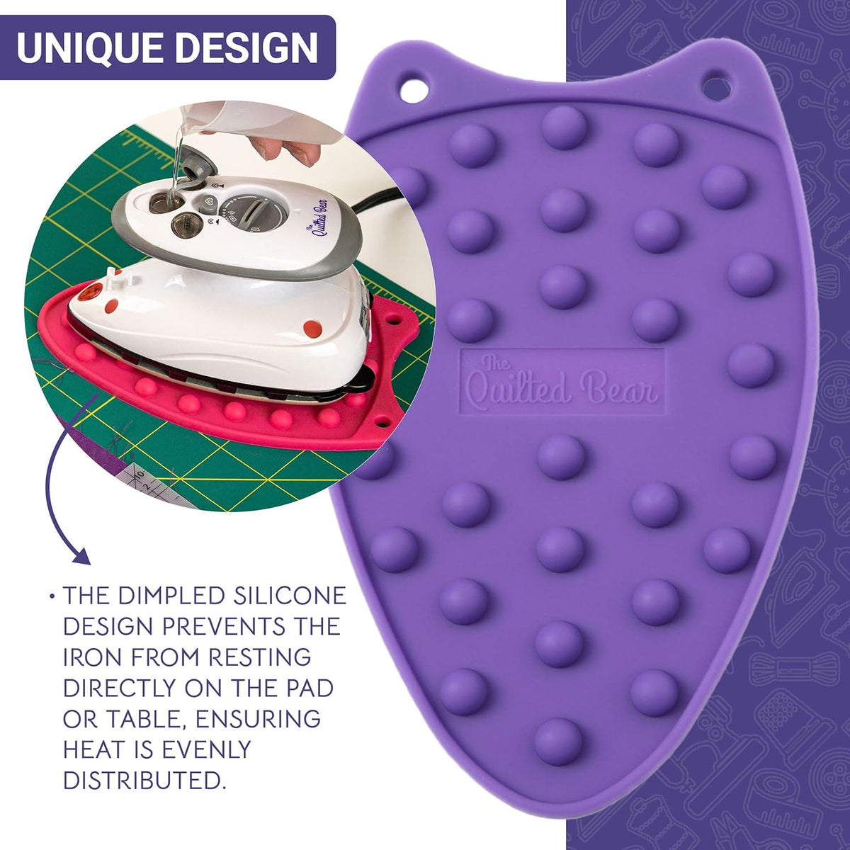 The Quilted Bear Mini Iron Rest - Silicone Heat Resistant Mat for Stress-Free Crafting, Sewing &