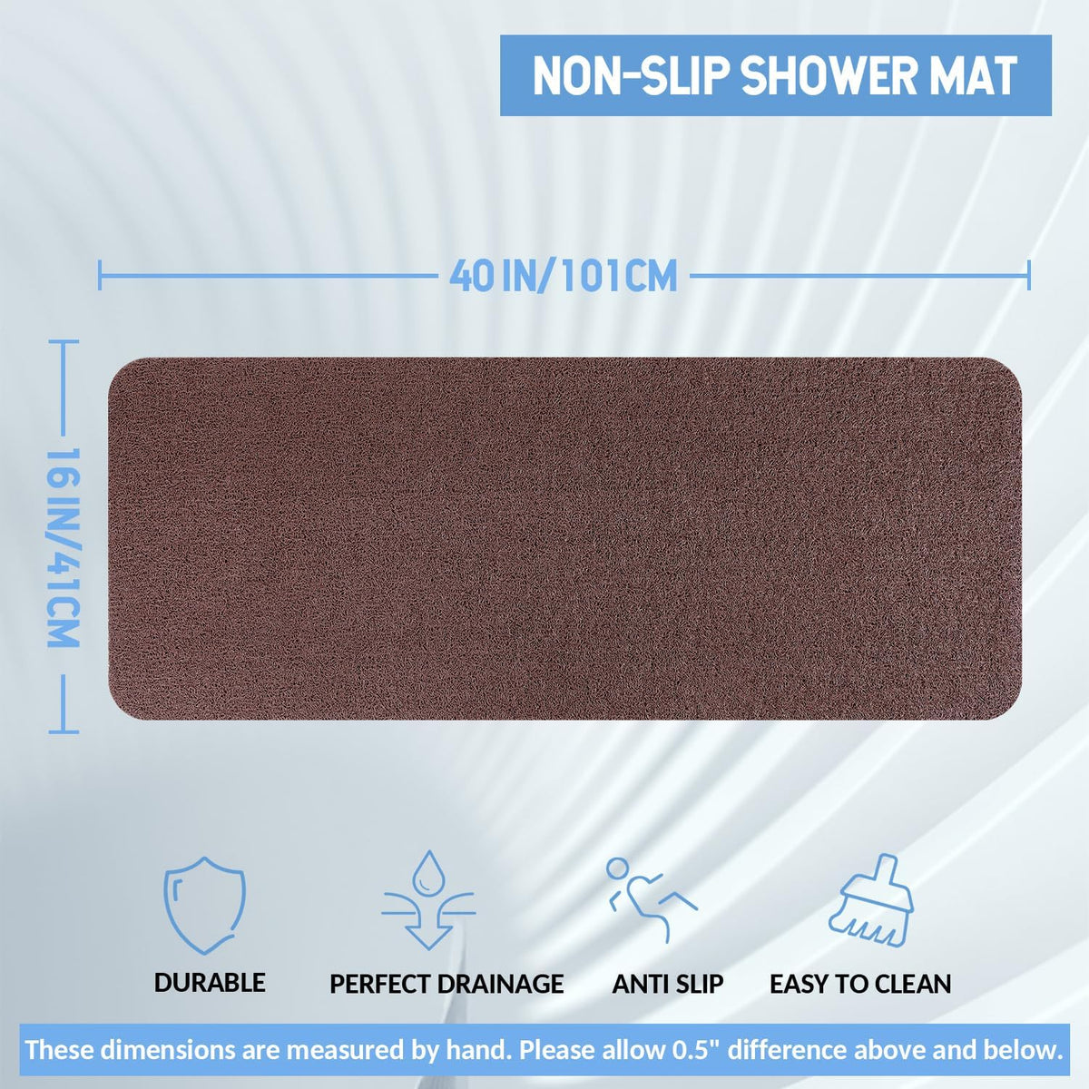 Non-Slip Bathtub Mat, Anti Slip Shower Mat, Fast Drying Bathtub Mats, Foot Scrubber Mat, Anti Slip