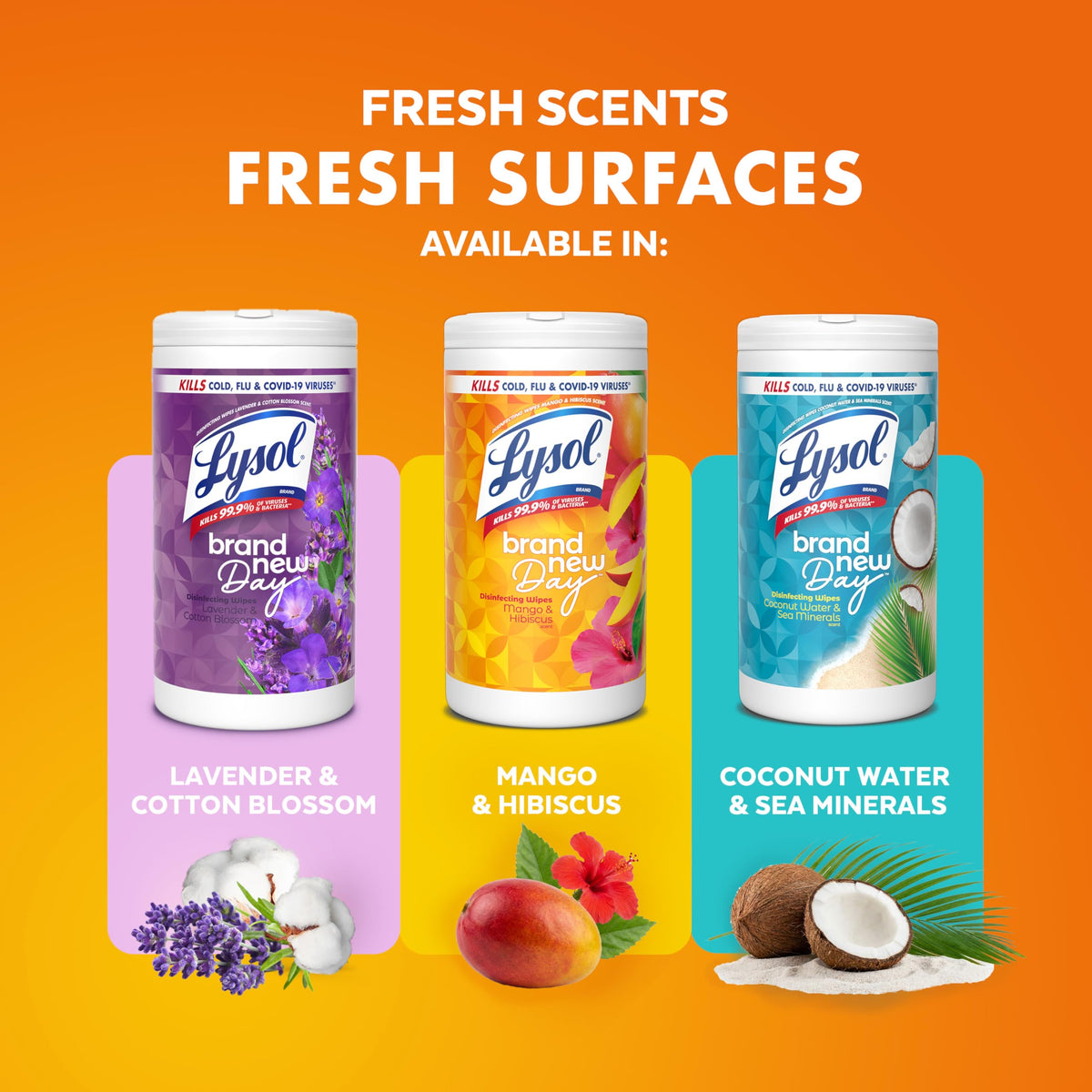 Lysol Disinfecting Wipes, Multi-Surface Cleaner, Mango, 80 ct.