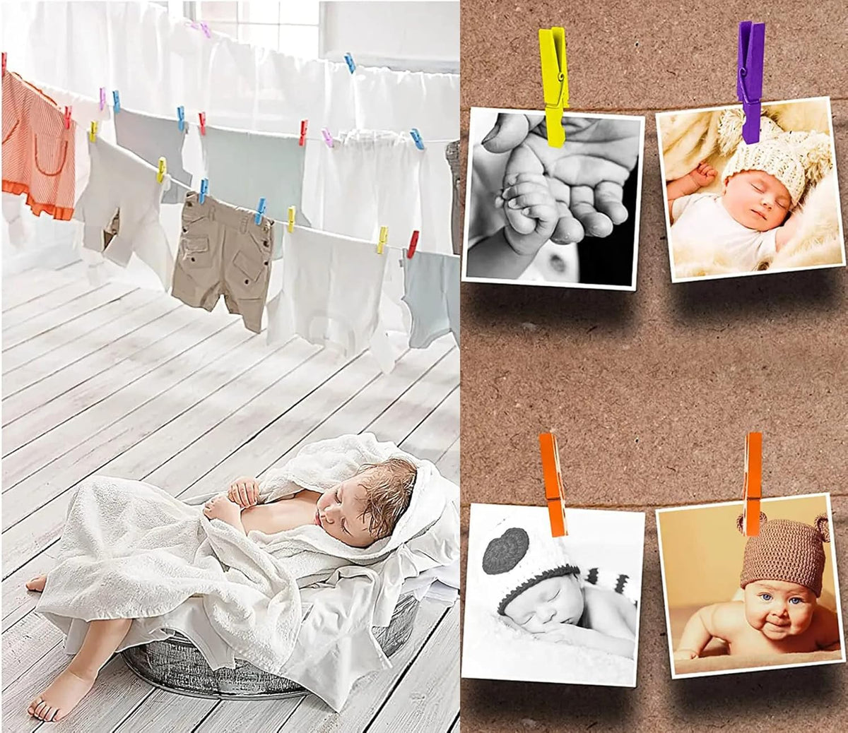 1.9 in Orange Wood Clothespins Hang Kids Artwork Craft Project Clothes Clips for Drying Bag Pegs