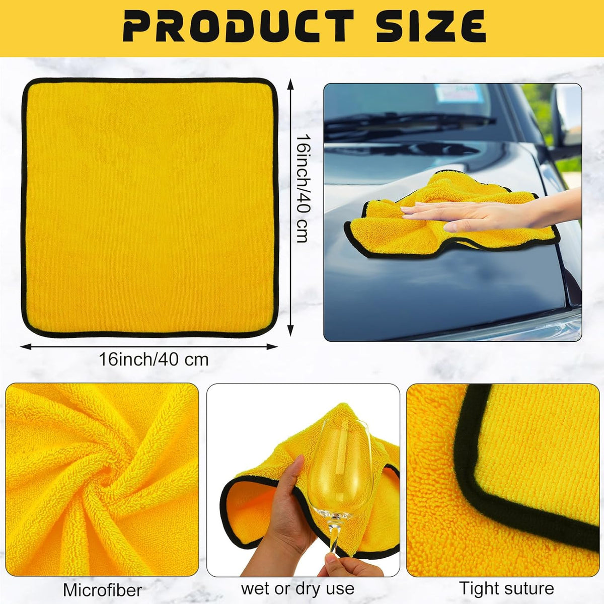 Tallew 60 Pcs Microfiber Towels 16 Inch x 16 Inch Microfiber Cloth Car Drying Towels for Cars