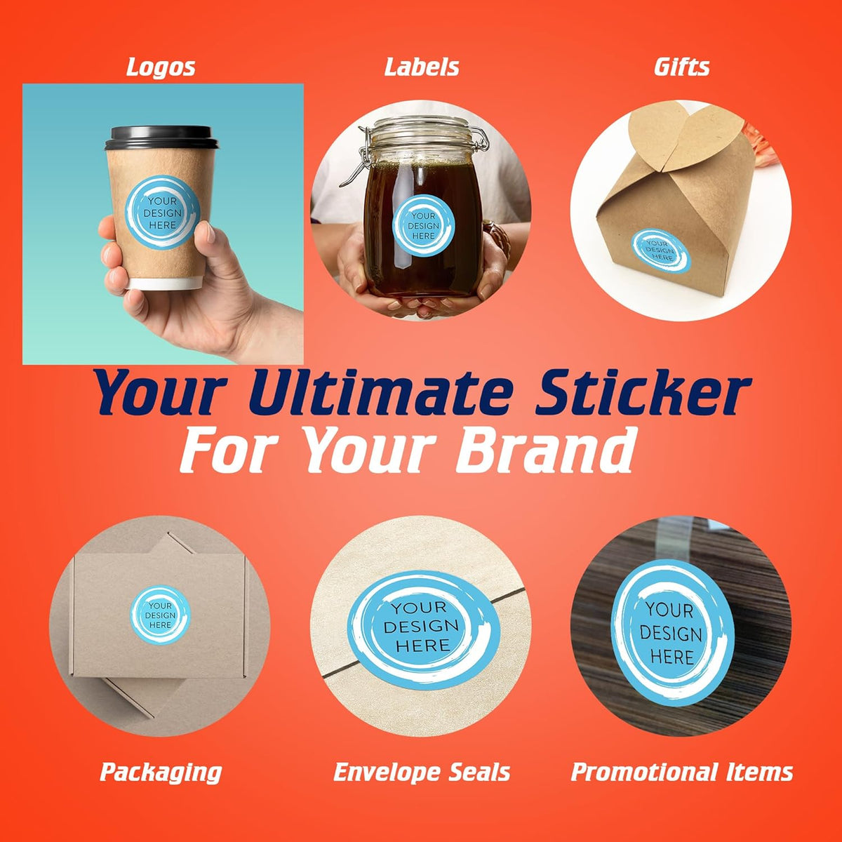 100 Custom Vinyl Stickers - Upload Your own Image, Text, Design, Logo - Personalized Logo Labels