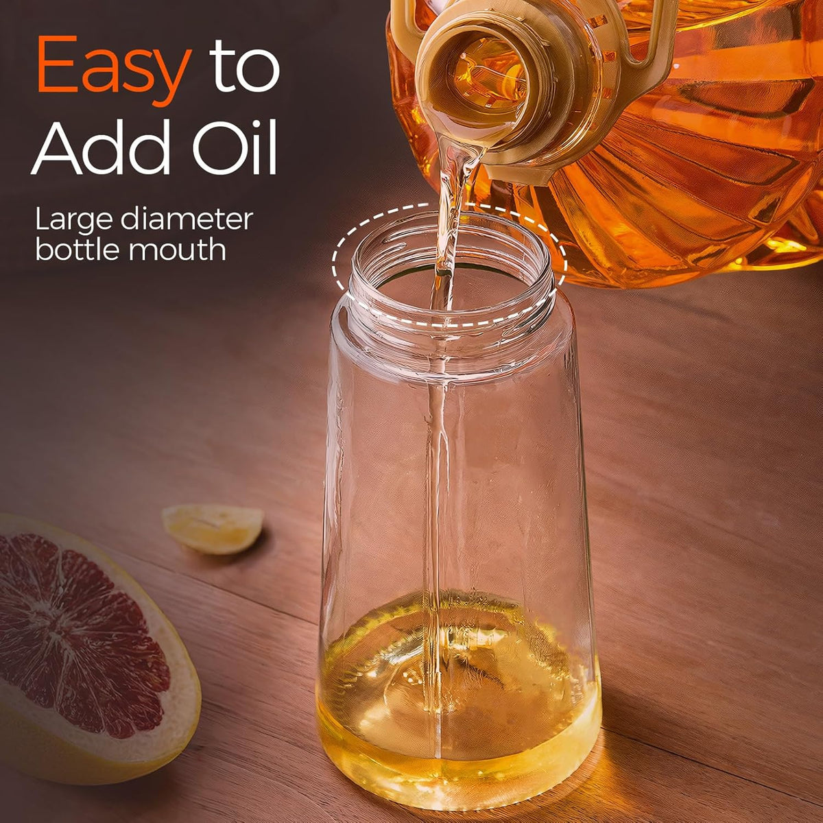 YARRAMATE 16oz/470ml Glass Olive Oil Sprayer for Cooking with Stickers, 2 in 1 Oil Dispenser for