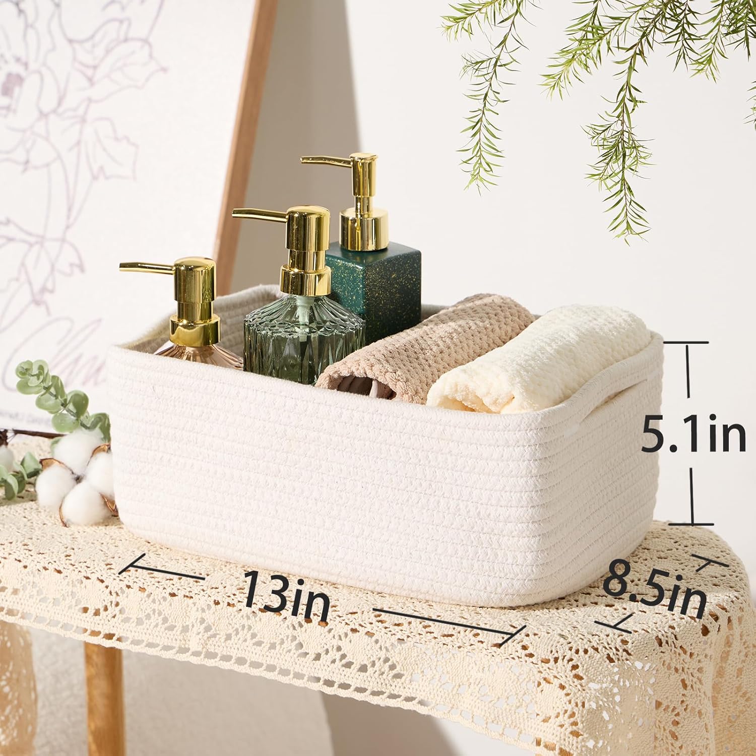 Small Storage Baskets for Organizing | Closet Organizer Bins | Shelf Toy Basket | Woven Rope