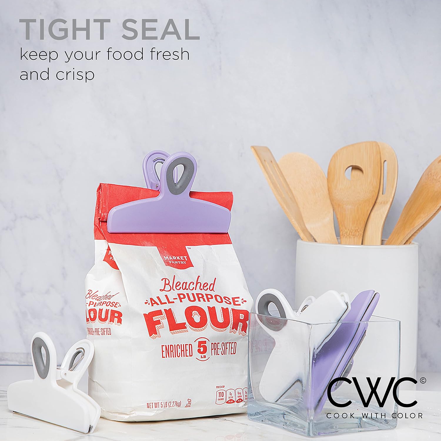 COOK WITH COLOR Bag Clips - Heavy Duty Chip Clip and Refrigerator Magnet Clips for Food Storage
