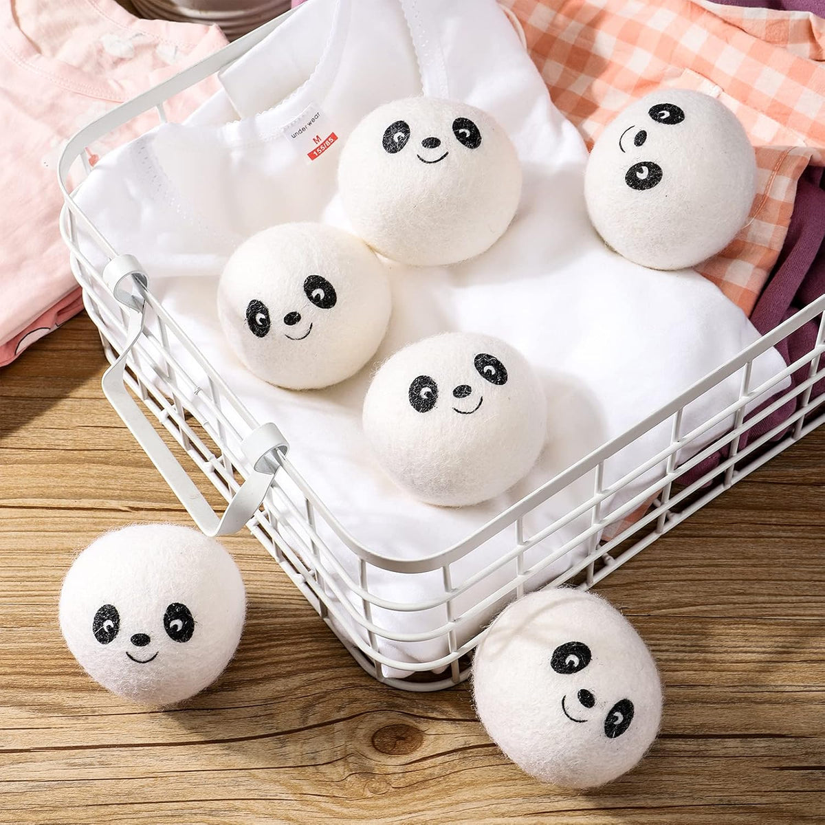 Wool Dryer Balls - Natural Fabric Softener, Reusable, Reduces Clothing Wrinkles and Saves Drying