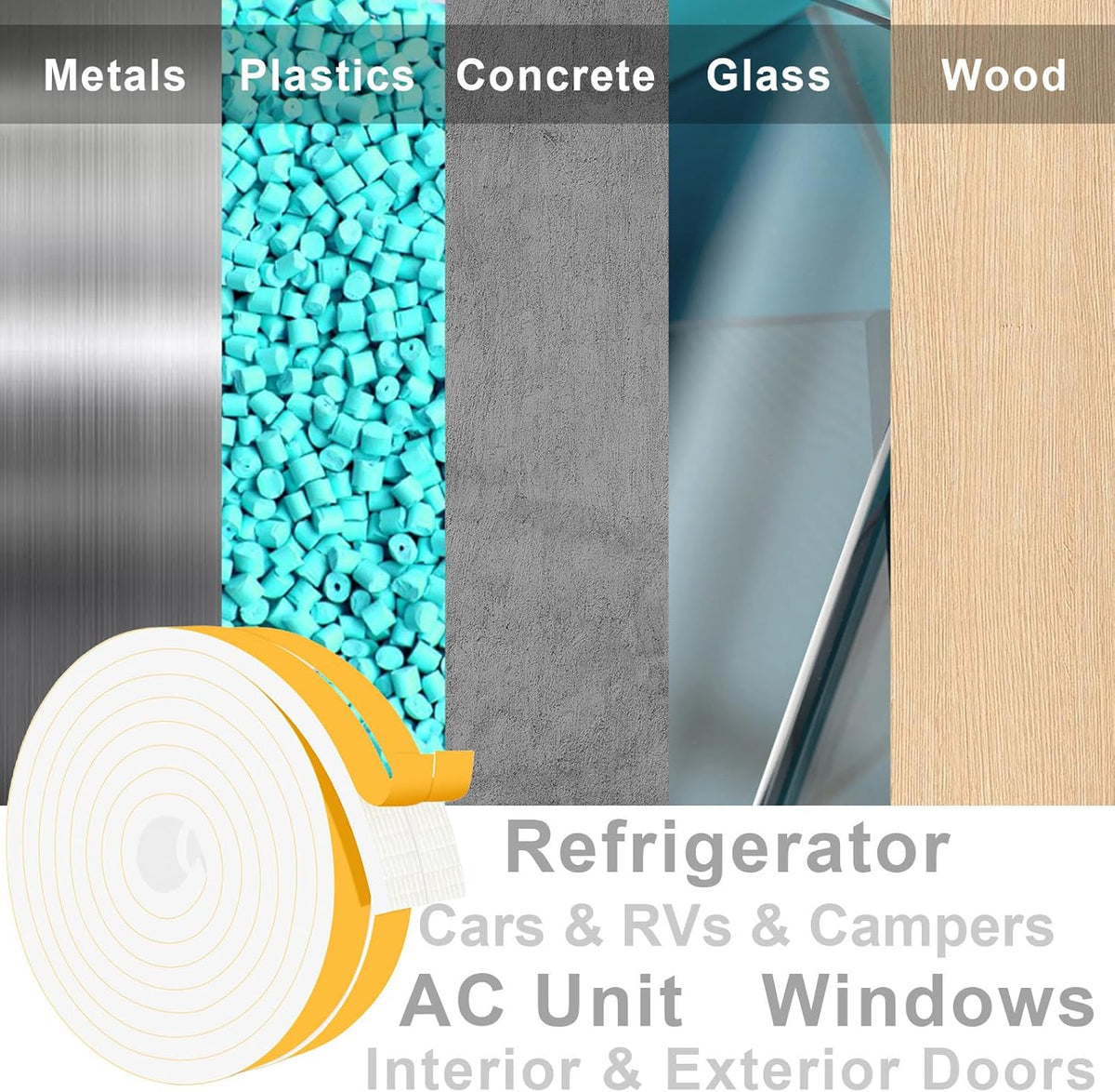 Closed Cell Foam Weather Stripping for Various Door Seal and Window Insulation, One Sided Foam