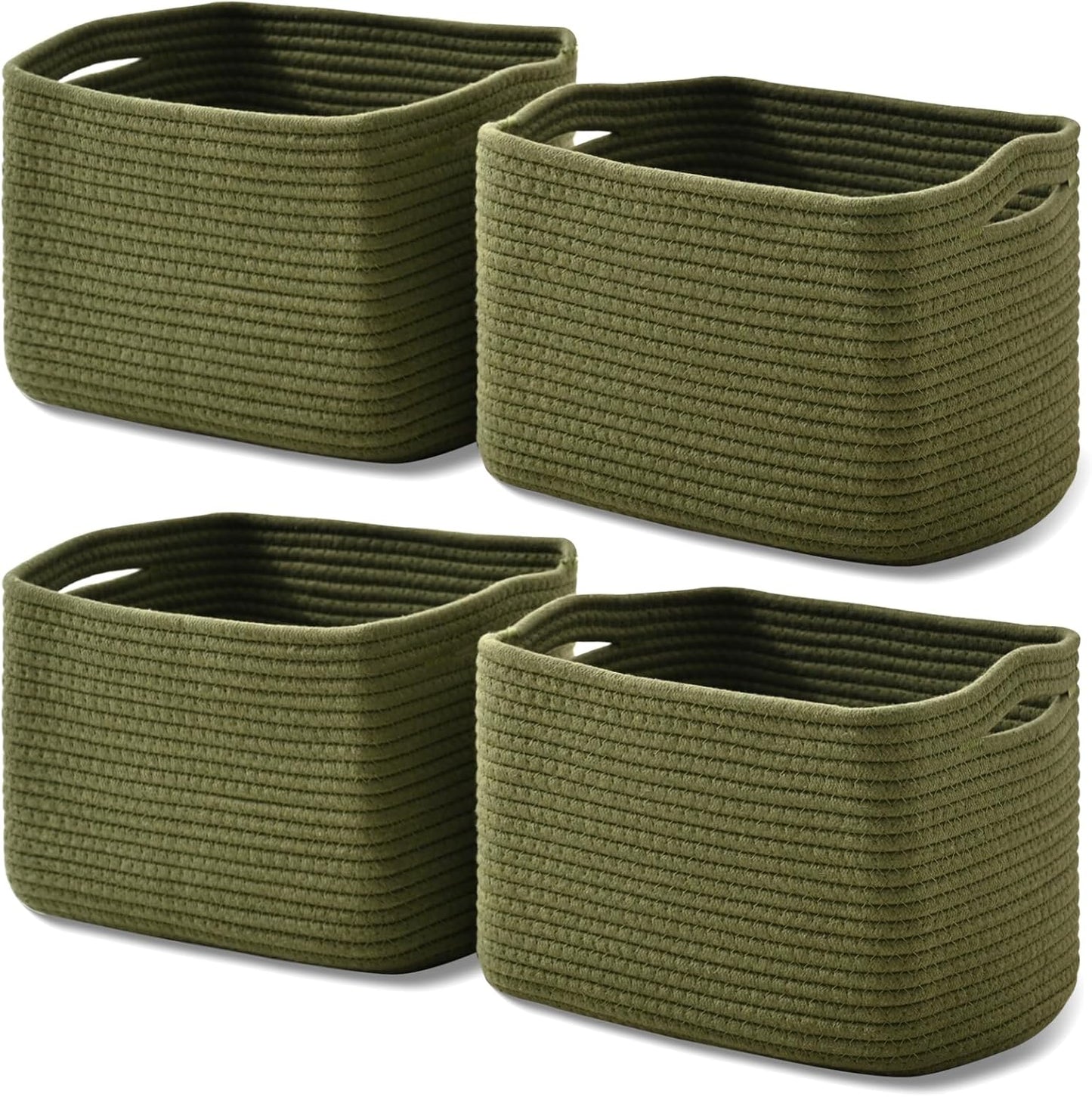 Storage Basket for Shelves, Small Baskets for Organizing, Woven Cotton Rope Baskets for Storage