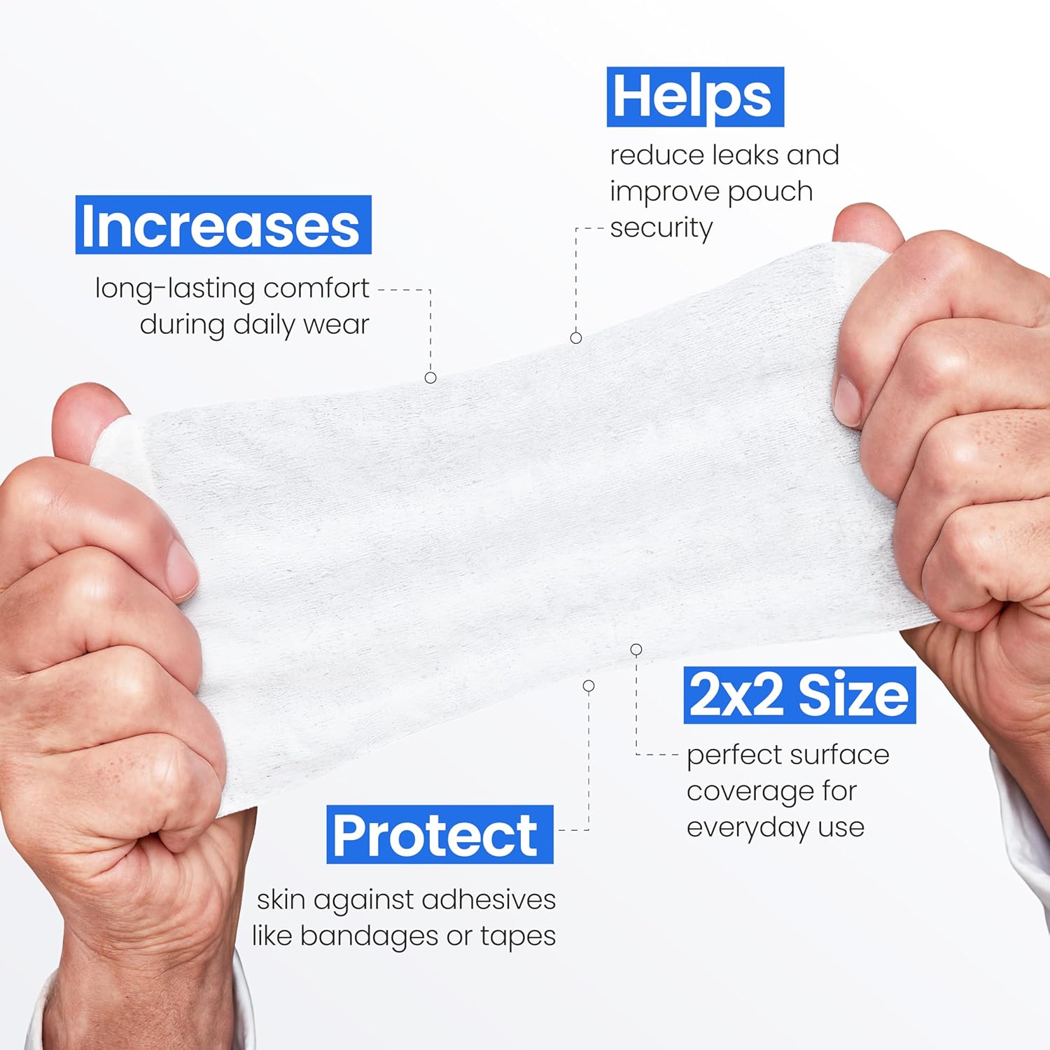 Safe n' Simple No Sting Skin Prep Wipes - 75 Individual 2" x 2" Ostomy Barrier Film Wipes - Skin