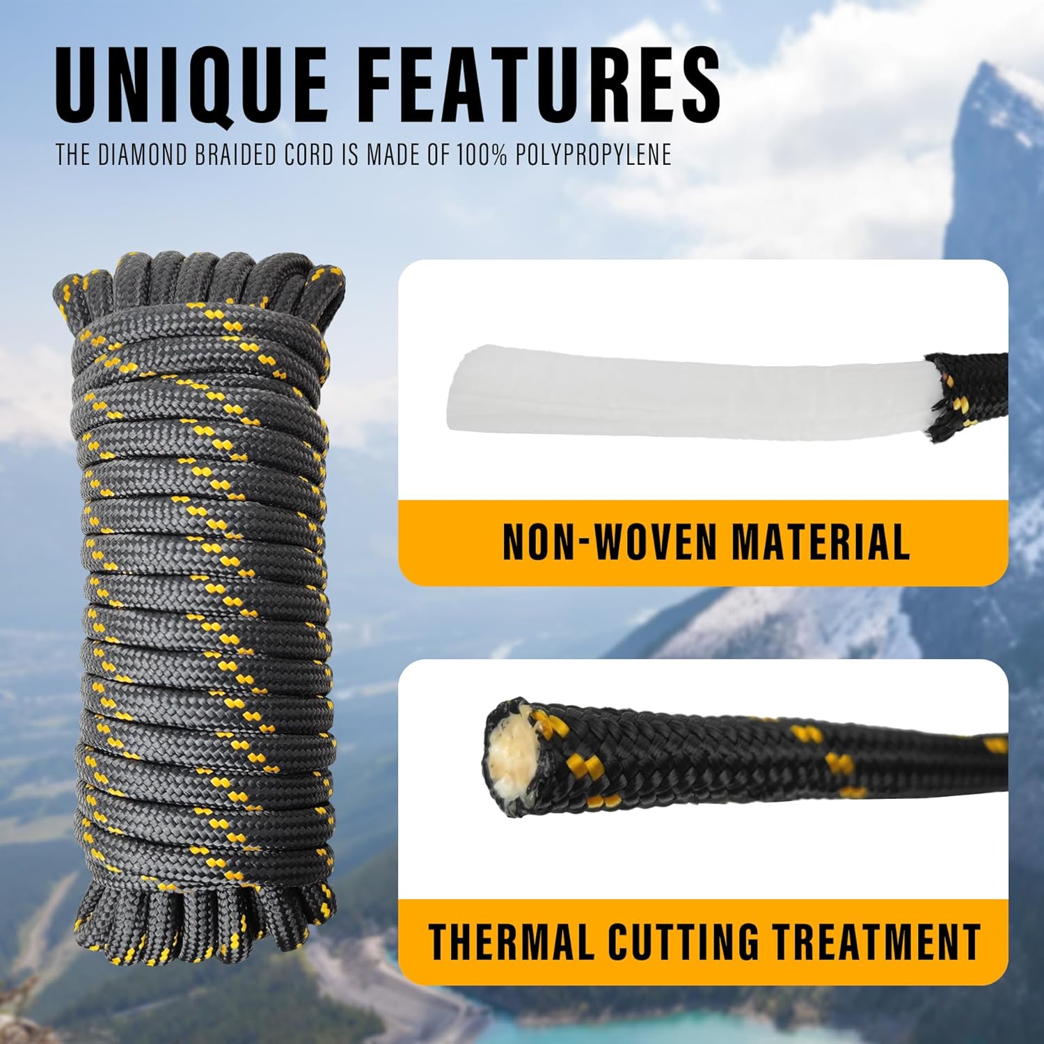 Diamond Braided Polypropylene Rope Nylon Rope Mix Thick Heavy Duty Ropes 1/2 inch 50ft High