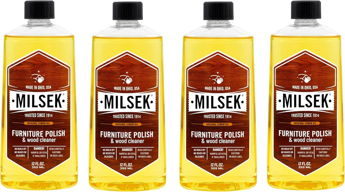 Milsek Furniture Polish and Wood Cleaner with Lemon Oil - Multipurpose Solution for Home