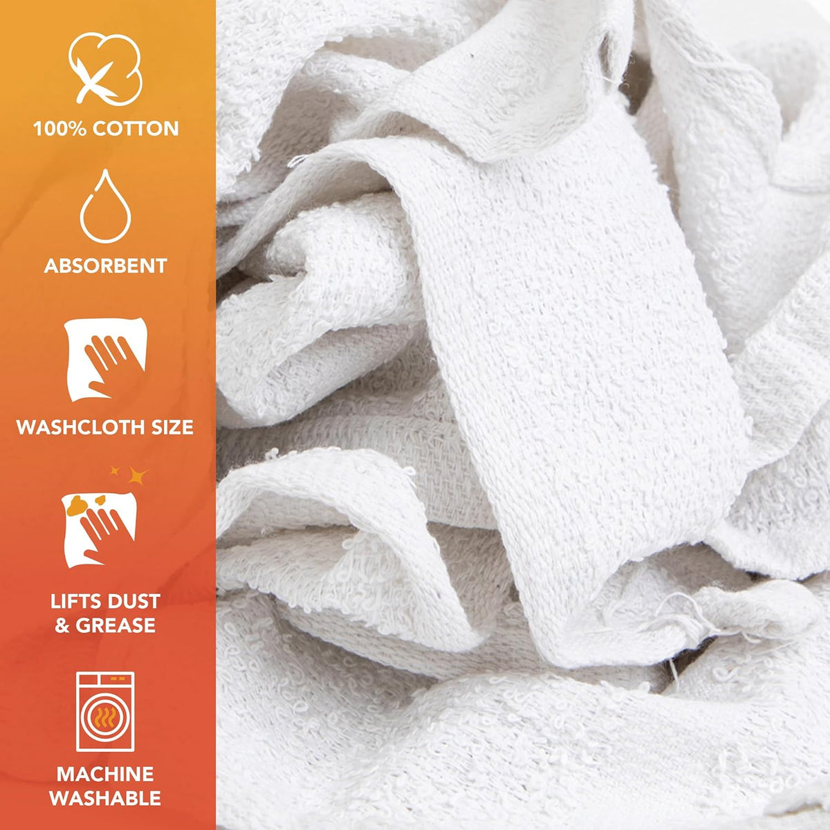 Arkwright W11 Terry Cloth Towels for Cleaning - Soft Cotton Blend Washable Multi-Purpose Bar Mop