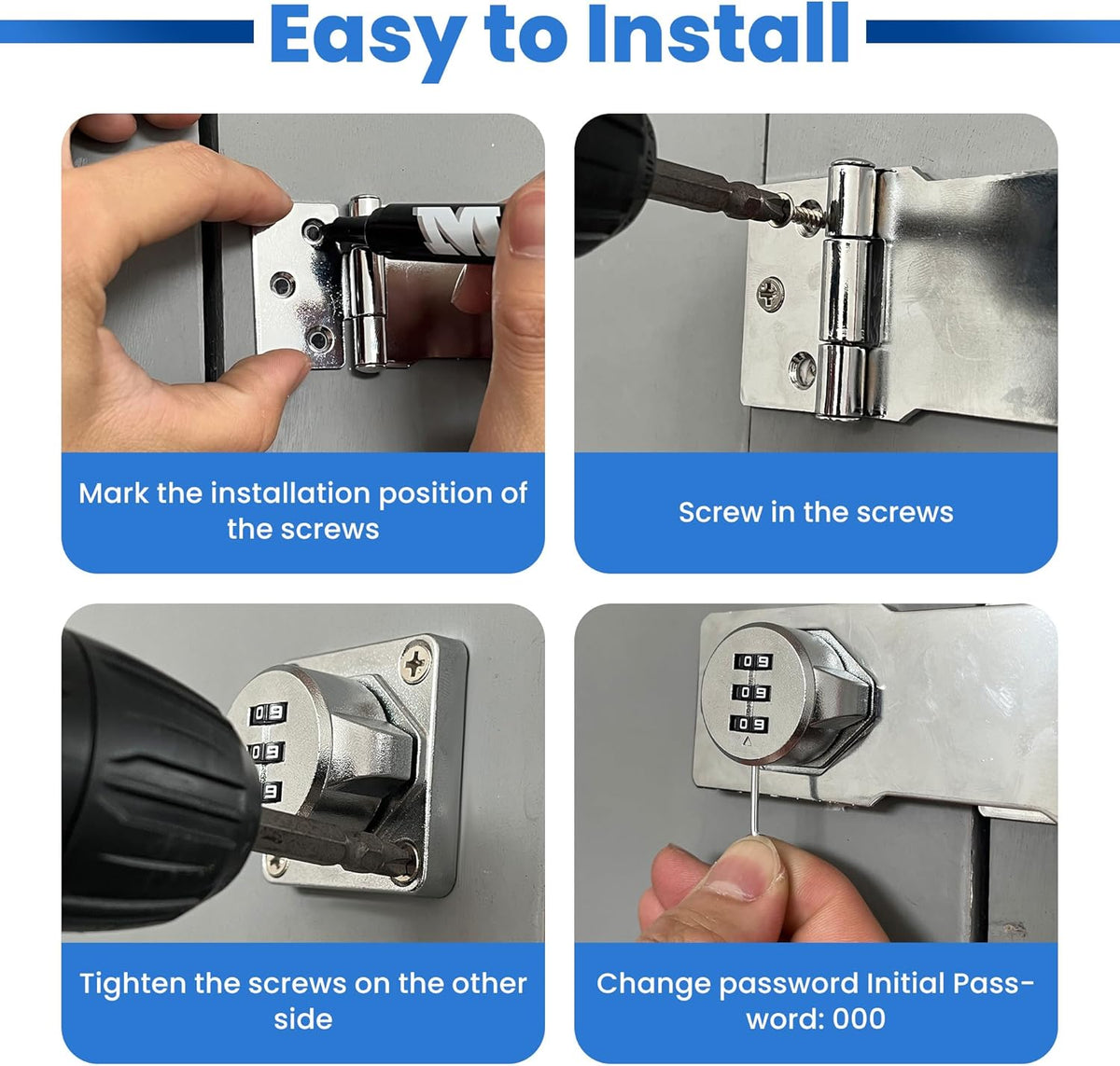 Keyless Cabinet Lock with Combination Code - 3-Digit Password Hasp Latch Lock for Drawers, Bifold