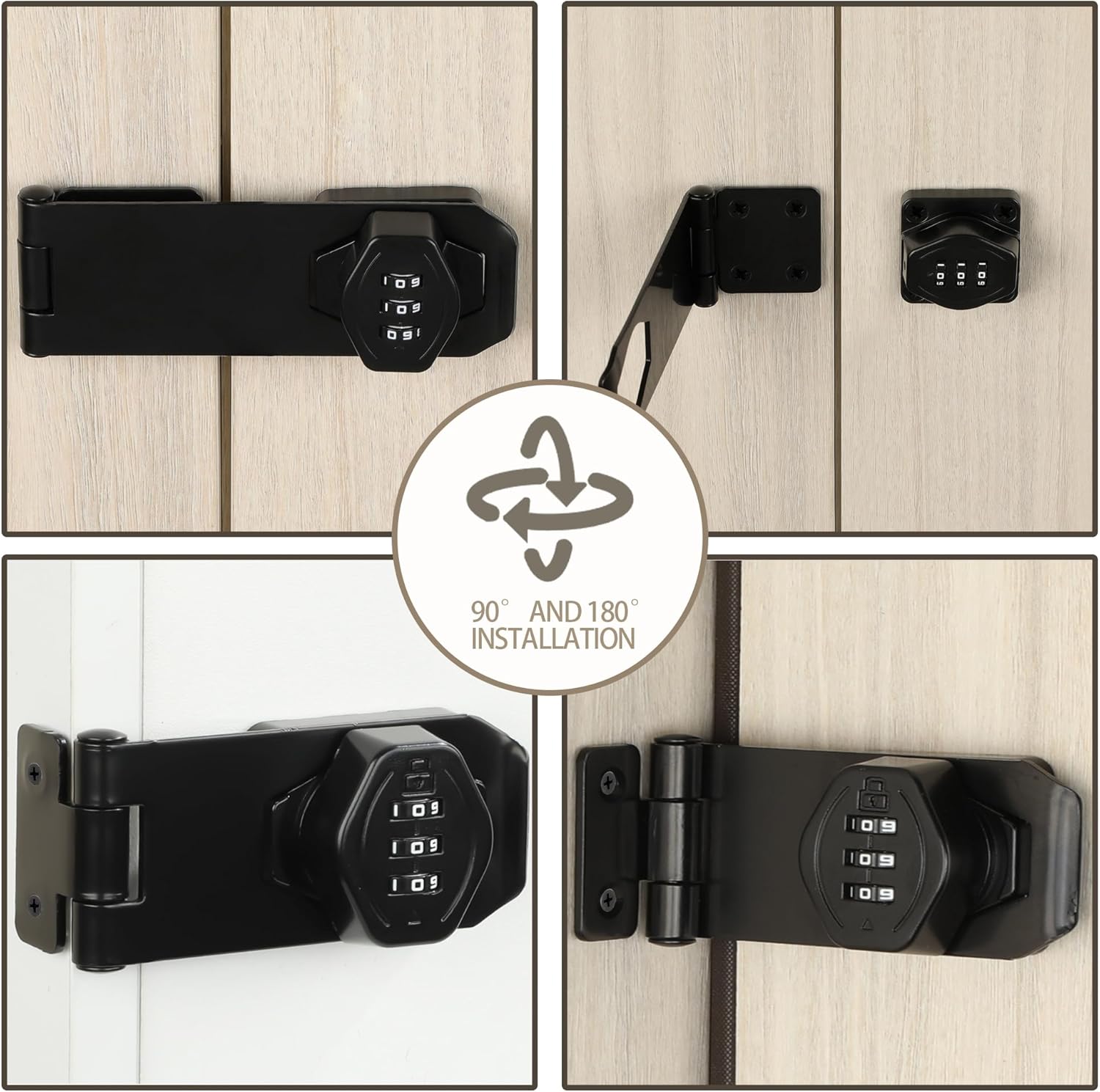 Password Rotary Hasp Locks, Digit Combination Lock Door Security Slide Latch Door Lock for Drawers