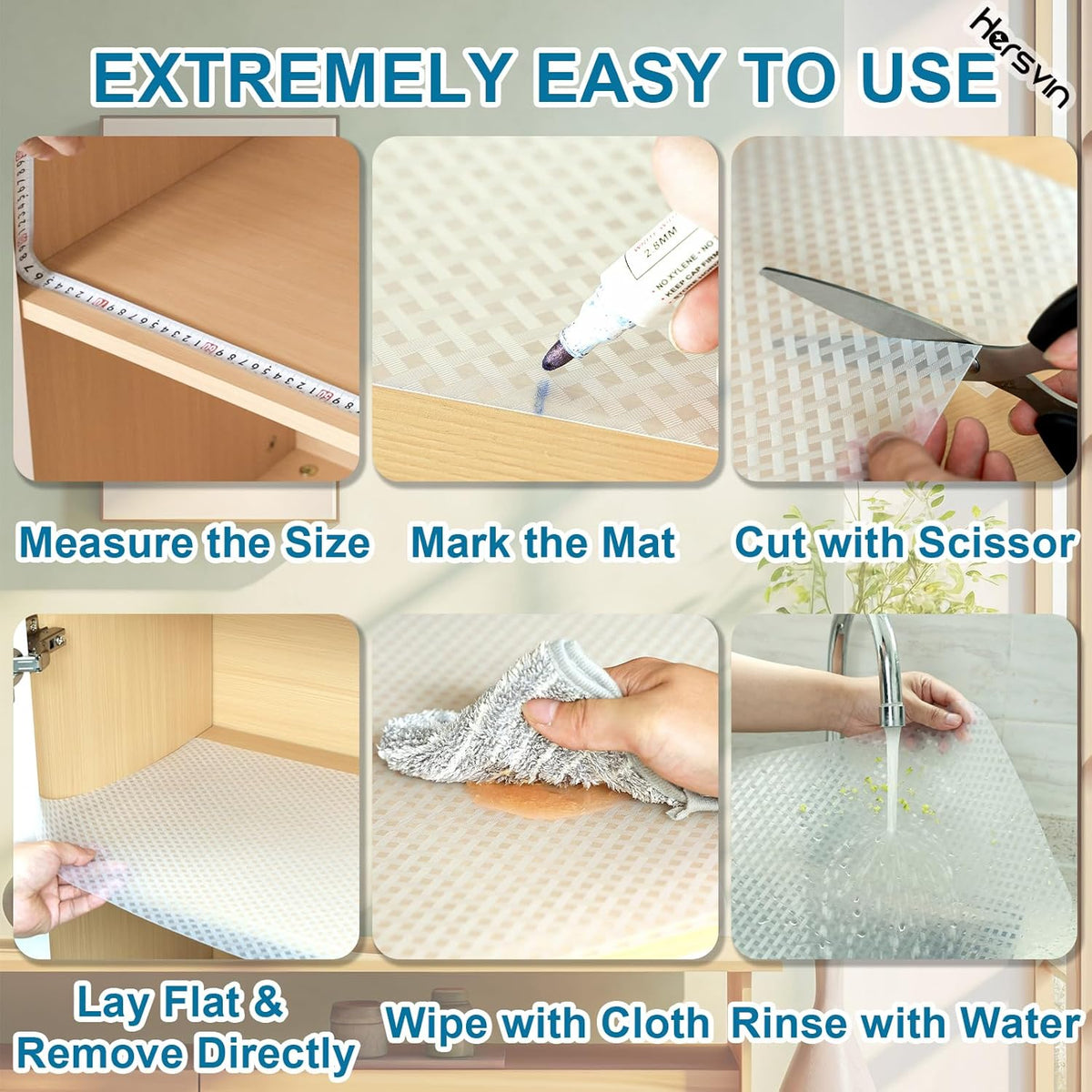 Shelf Liners 16 in x 20 ft EVA Drawer Mats, Non-Adhesive Cupboard Protector, Kitchen Cabinet Lining