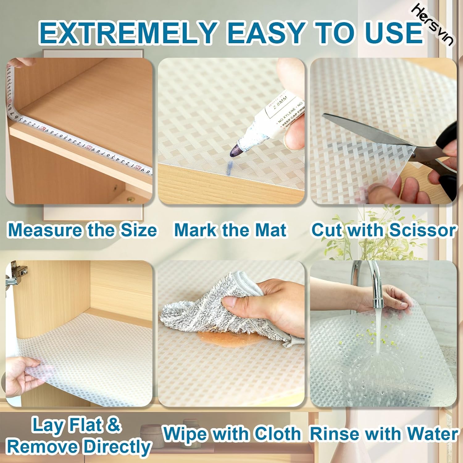 Shelf Liners 16 in x 20 ft EVA Drawer Mats, Non-Adhesive Cupboard Protector, Kitchen Cabinet Lining