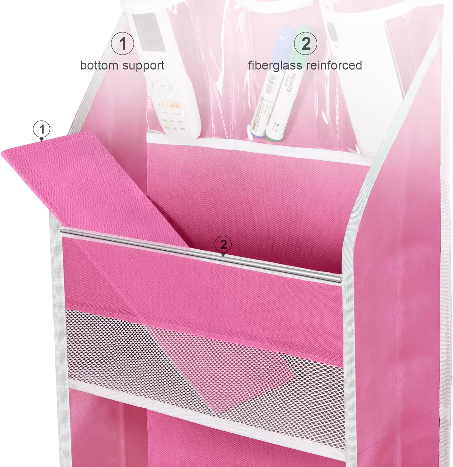 Univivi 5-Shelf Fabric Door Storage Over Door Hanging Organizer with 4 Large Pockets and 3 Small