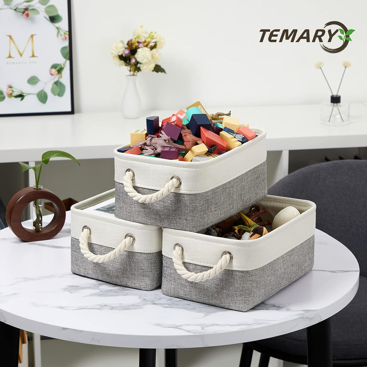 Temary Small Storage Baskets for Organizing 6Pcs Small Storage Bins, Decorative Collapsible Fabric