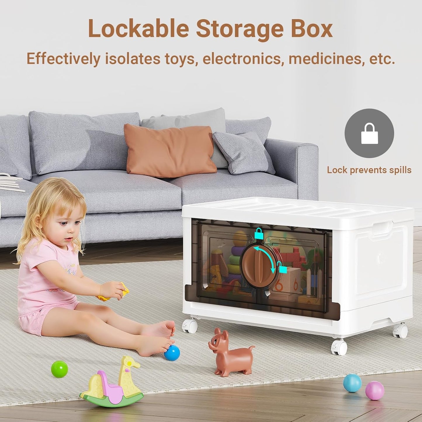 BROVIEW 480Qt Lockable Stackable Storage Bins with Lids, Closet Organizers and Storage Drawer
