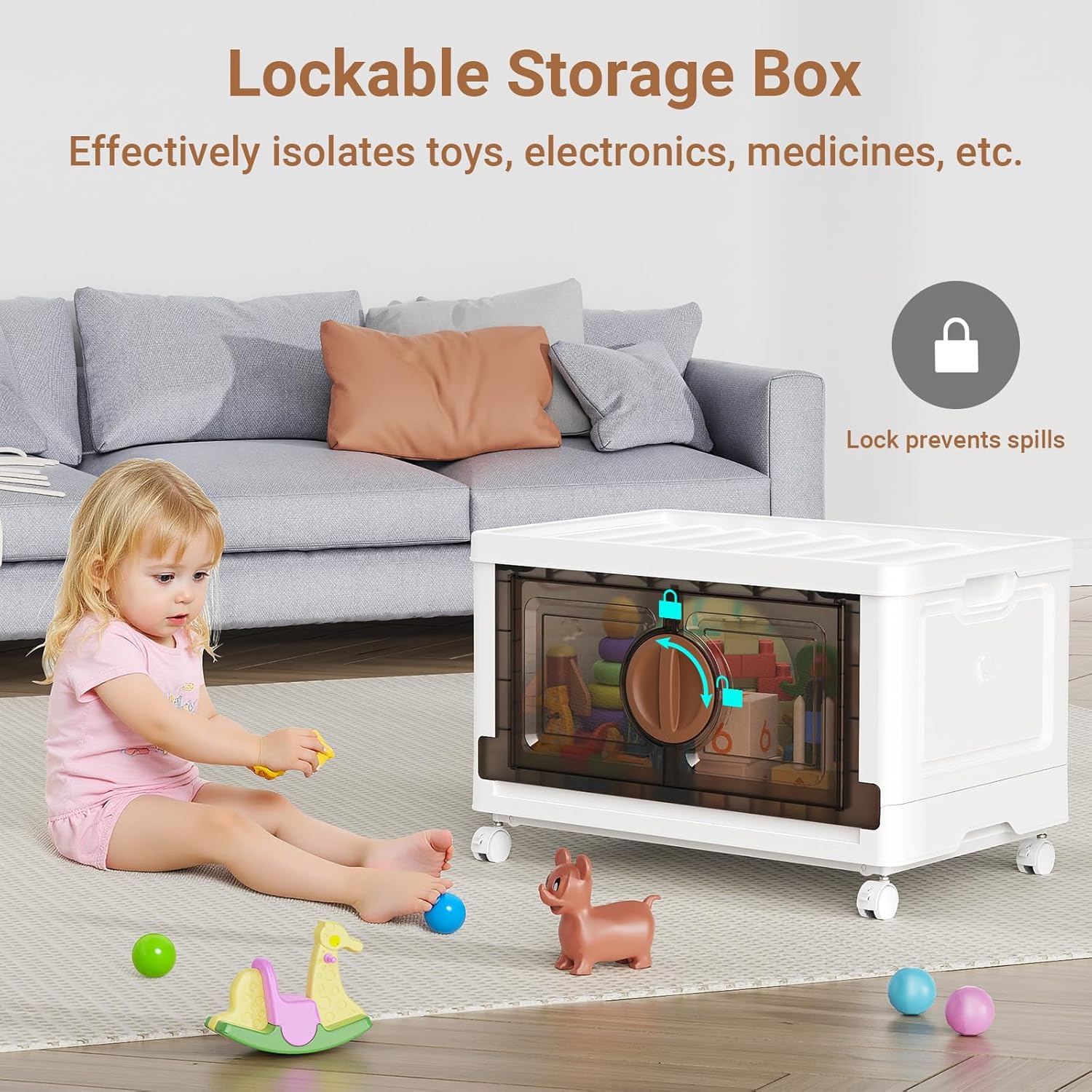BROVIEW 480Qt Lockable Stackable Storage Bins with Lids, Closet Organizers and Storage Drawer