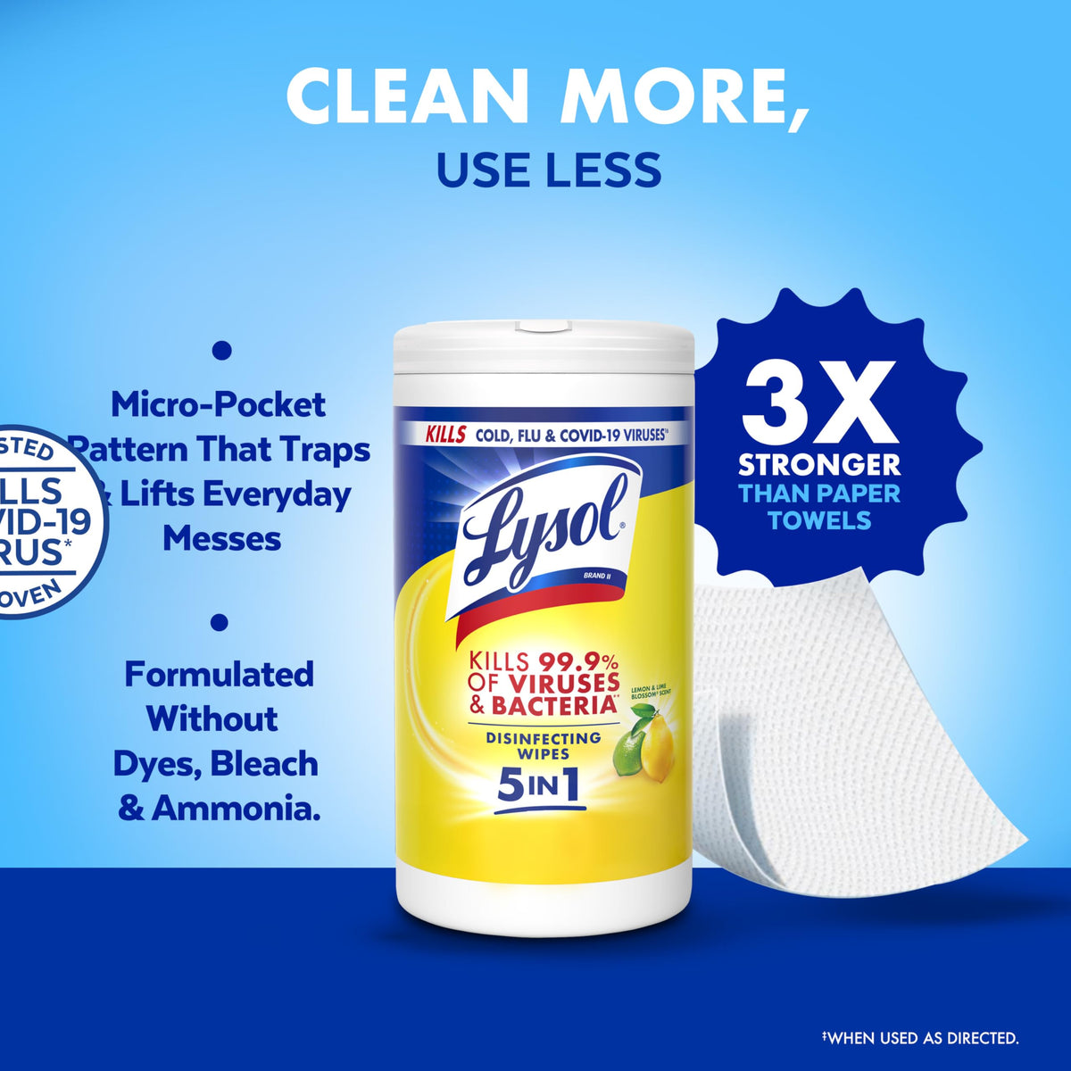 Lysol Disinfecting Wipes, Multi-Surface Cleaner, Lemon, 80 ct.