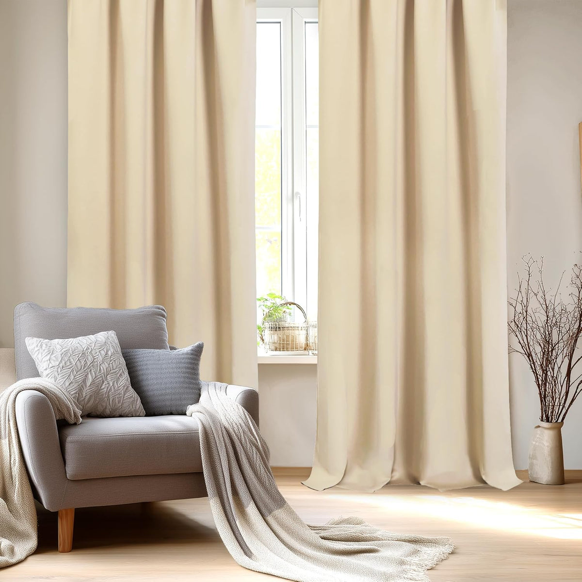 DWCN Blackout Curtains for Bedroom – Rod Pocket Thermal Insulated Noise Reducing Noise Reducing