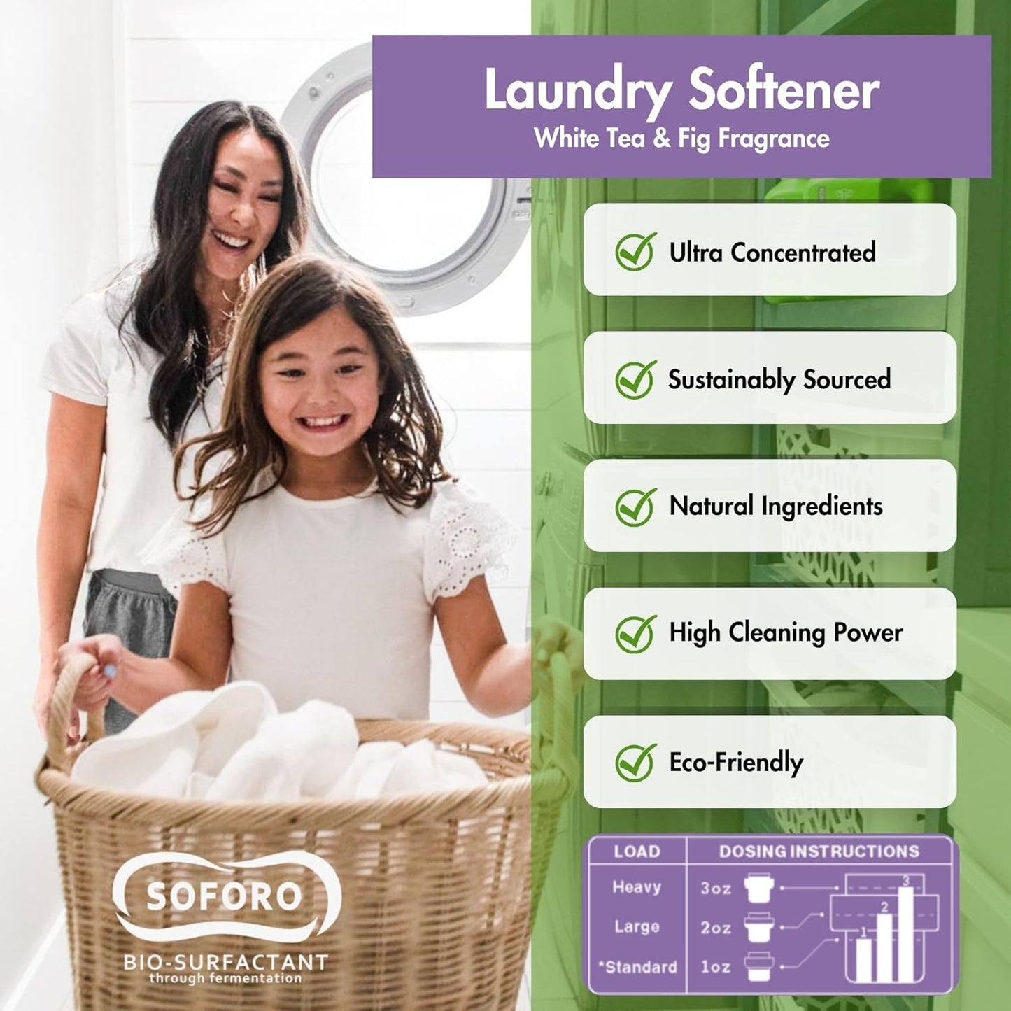 Happy Elephant Liquid Laundry Bundle, White Tea & Fig Scent, Natural Laundry Detergent & Fabric