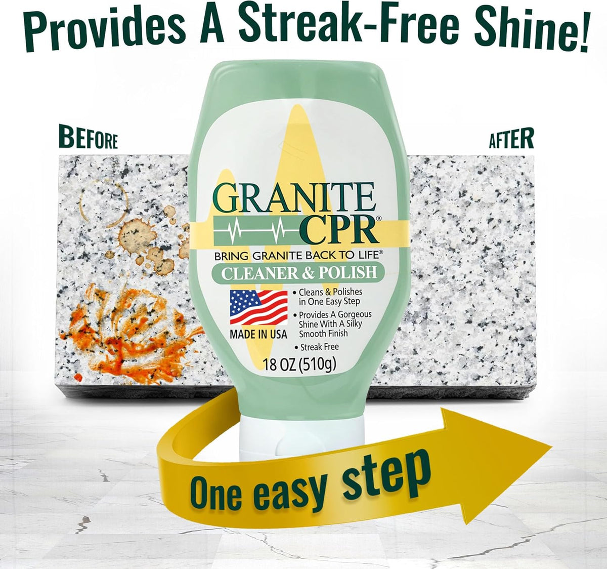 Granite CPR Cleaner & Polish Can Be Used Daily On Granite, Marble, Quartz & Corian. Leaves A