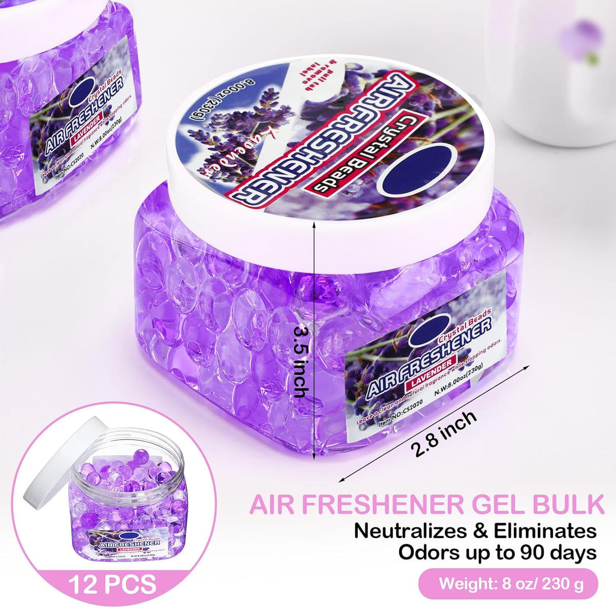 12 Pcs Air Freshener Gel Bulk Odor Eliminator Gel Beads 8 oz Long Lasting Air Freshener Beads