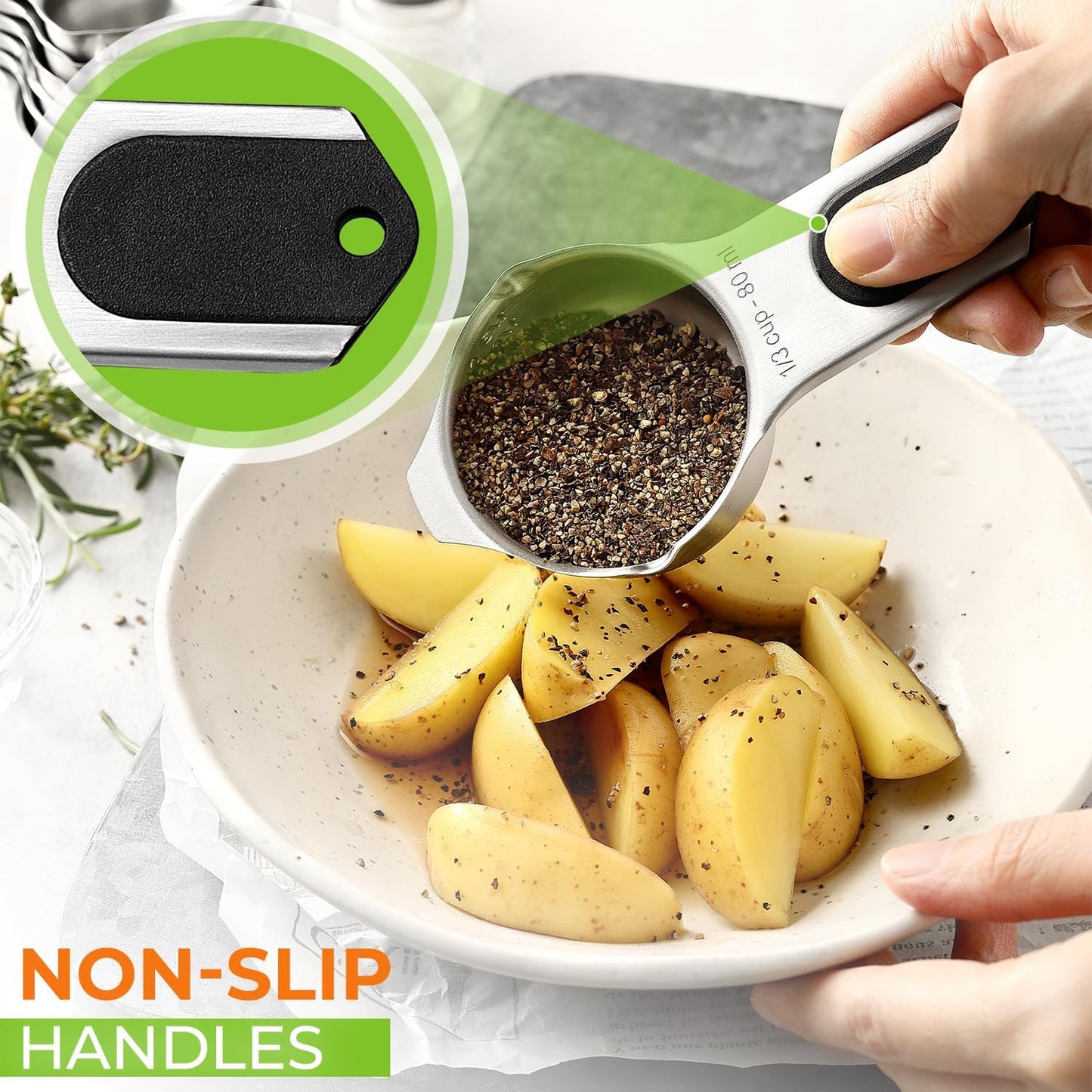 Spring Chef Magnetic Stainless Steel Measuring Cups, Patented, Kitchen Tools with Easy to Read