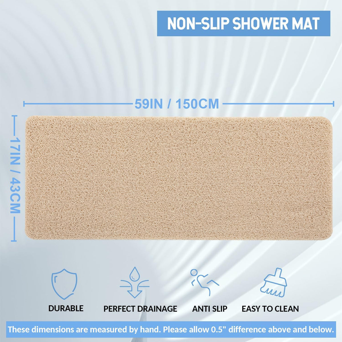 Non-Slip Bathtub Mat, 2 Pack Anti Slip Shower Mat, Fast Drying Bathtub Mats, Foot Scrubber Mat