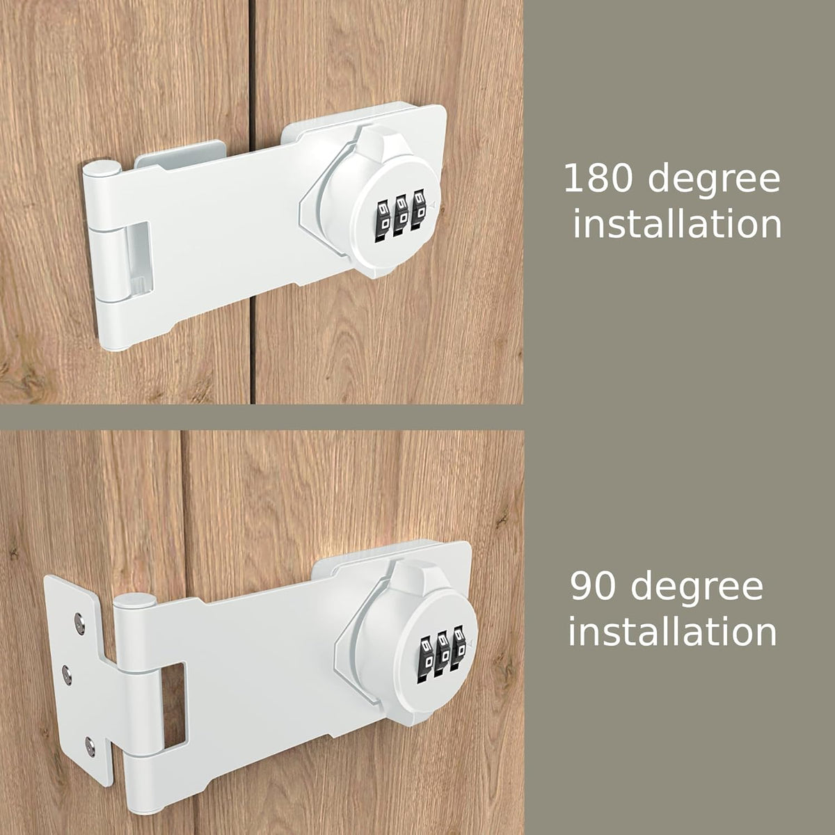 Keyless Combination Lock –3-Digit Combination Lock for Cabinet Doors – Twist Knob Hasp Latch Lock