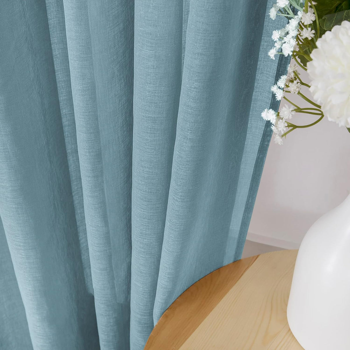 Tollpiz Short Sheer Tier Curtains Linen Textured Half Kitchen Curtain Sheers Light Filtering Rod