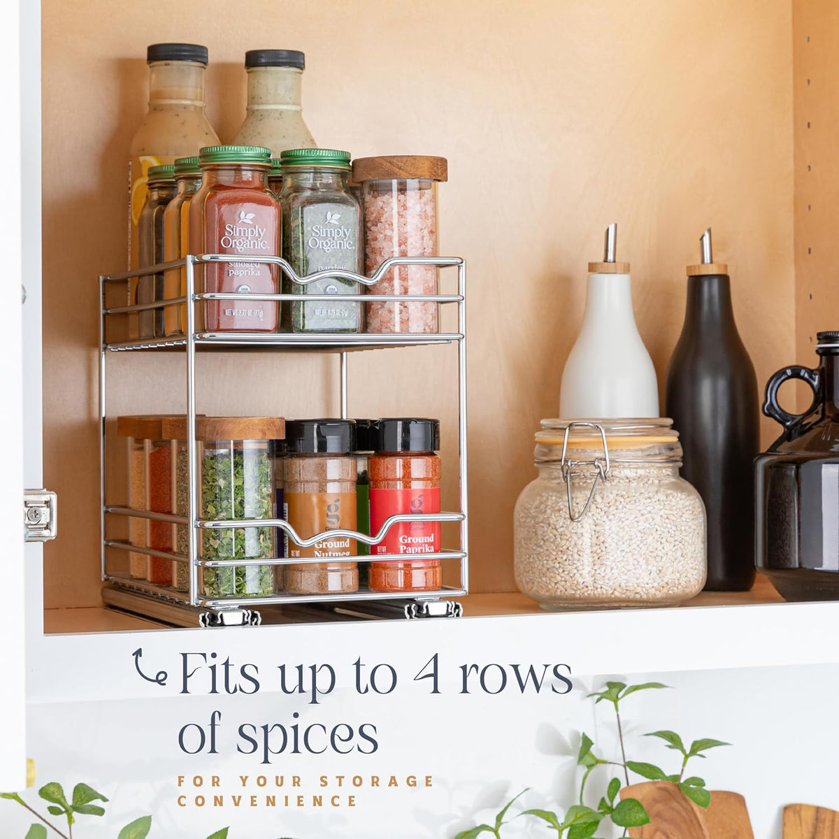 Pull Out Cabinet Organizer for Spices, Cans - Heavy Duty with Lifetime Limited Warranty- Pull Out