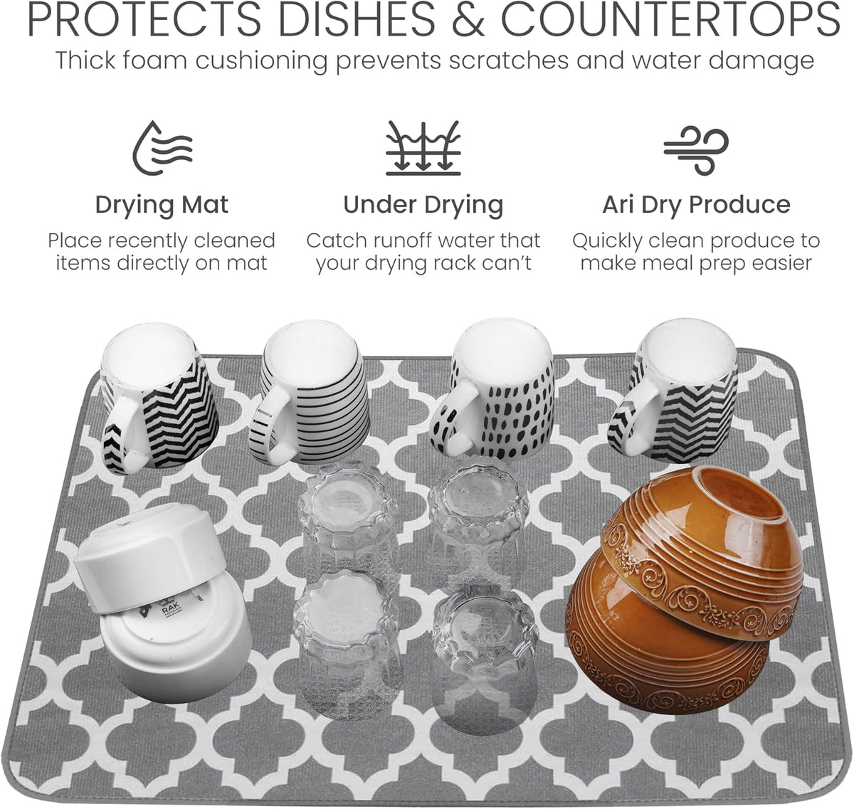 Bellemain XXL Dish Mat 24" x 17" ( LARGEST MAT ) Microfiber Dish Drying Mat , Super absorbent (