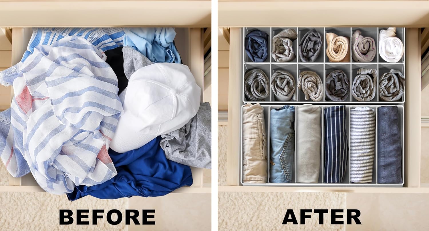 Simple Houseware 4-Pack Drawer Organizer Set - Closet Dividers for Underwear, Socks, Bras, Scarves