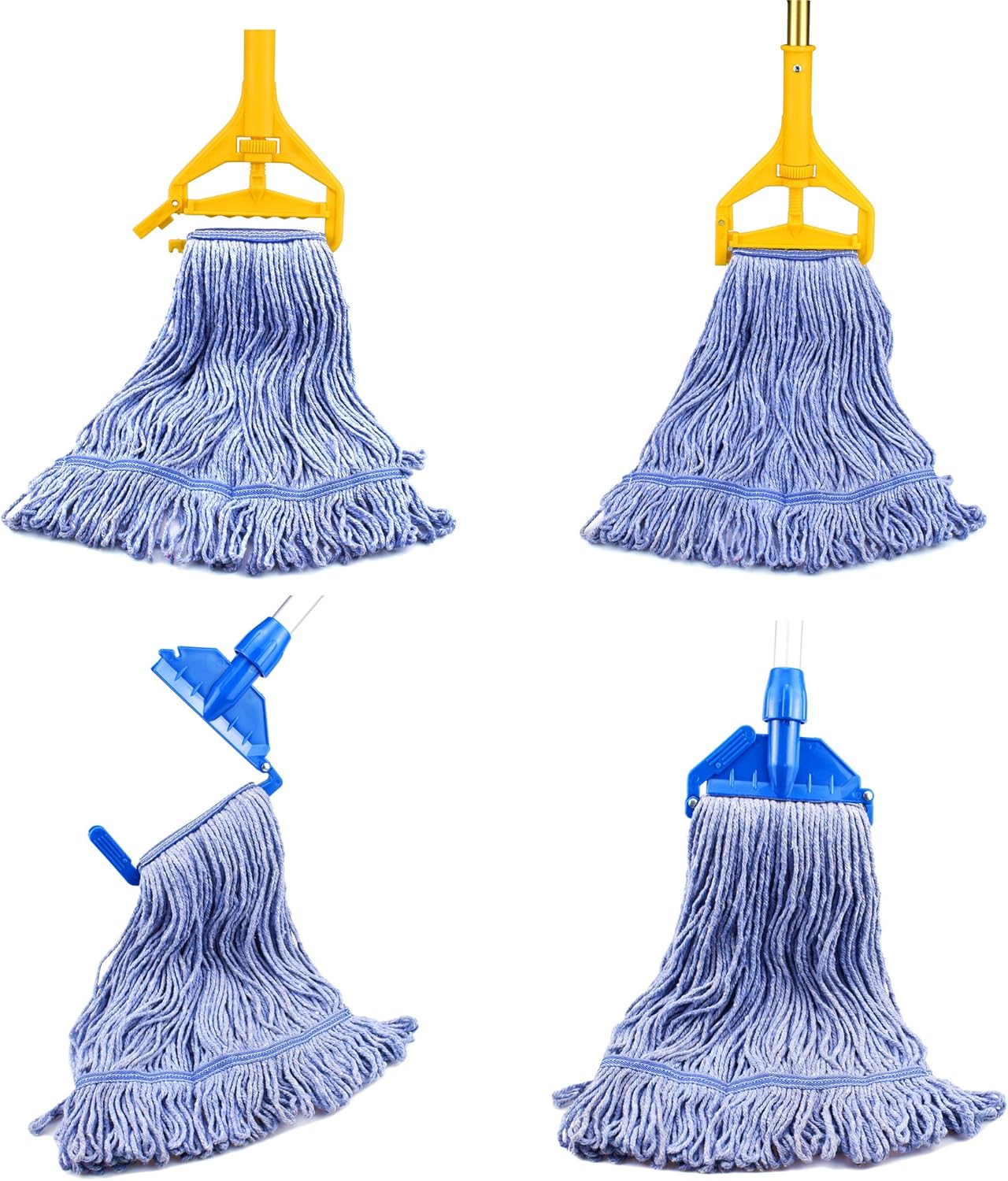 String Mop Heads Replacement Heavy Duty Commercial Grade Blue Cotton Looped End Wet Industrial