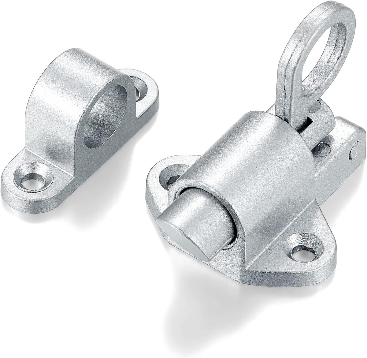 5 Packs Self-Closing Latches，Silver Gray Spring Door Lock，Resilient Bolt Latch Aluminum Alloy