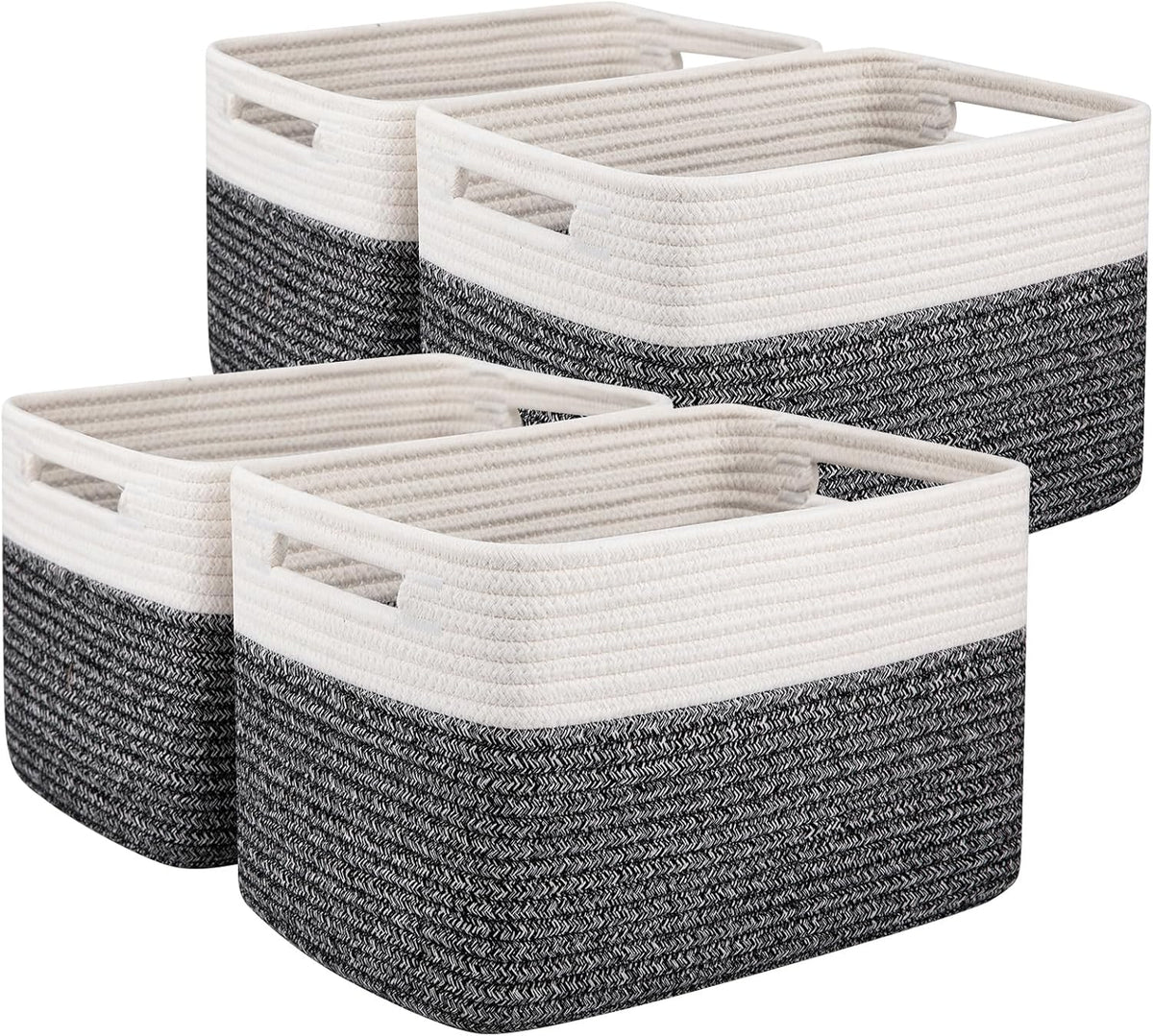 OIAHOMY 4 Pack Storage Baskets for Organizing, Basket for Shelves with Handle, Woven Baskets for