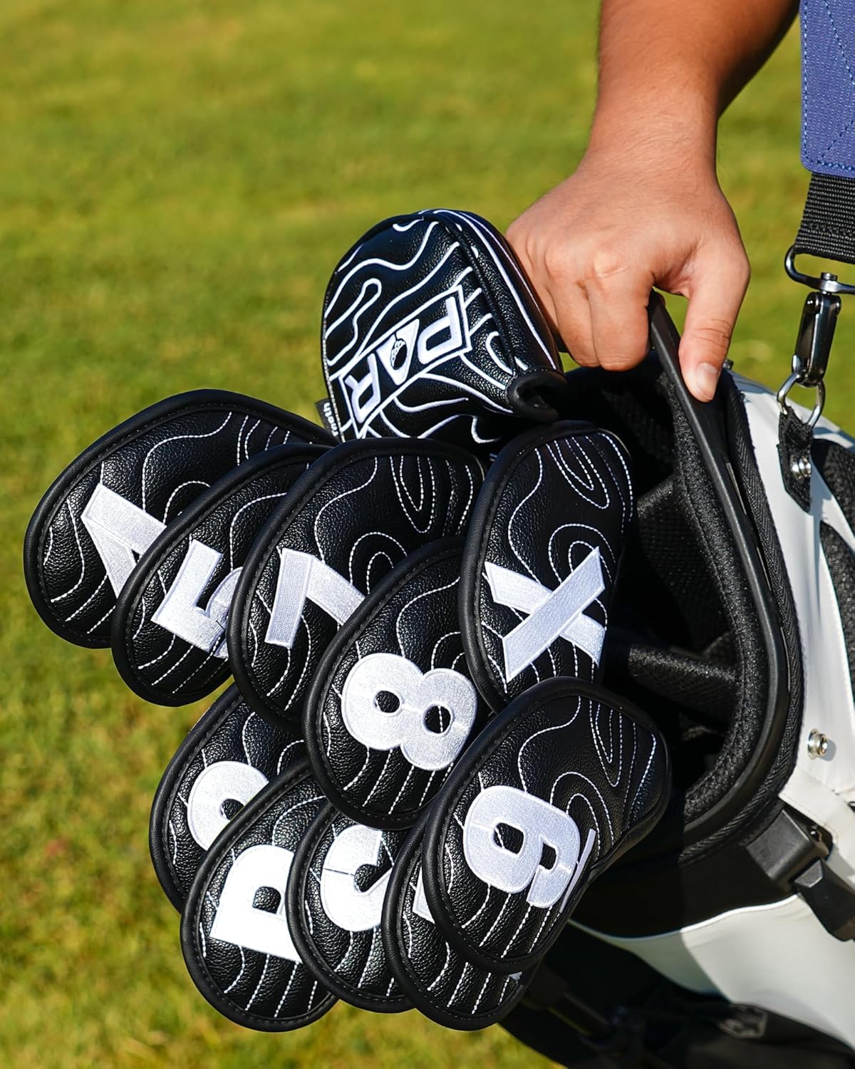 Big Teeth Golf Club Covers Full Set Driver Headcover Fairway Wood Hybrid Golf Club Iron Head