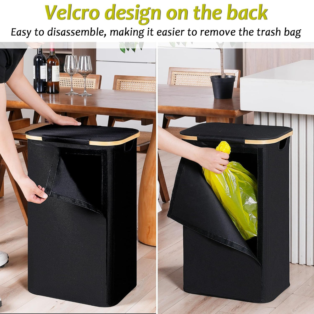 efluky Recycling Bin Holder 100L, 26 Gallon Trash Can with Lid, Garbage Bag Holder for Yellow Bags