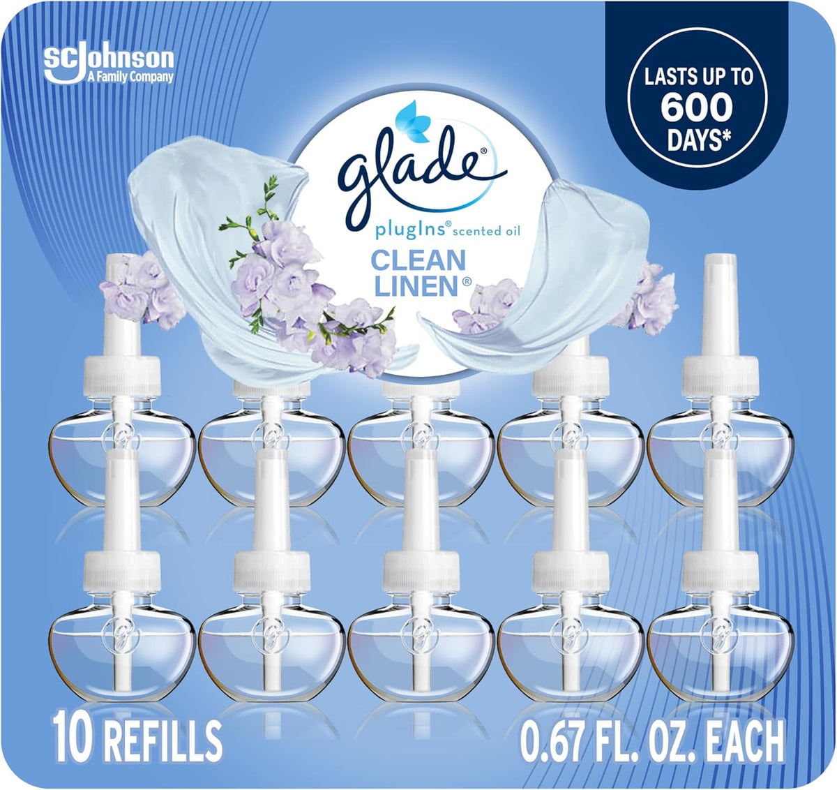 Glade PlugIns Refills Air Freshener, Scented and Essential Oils for Home and Bathroom, Clean Linen