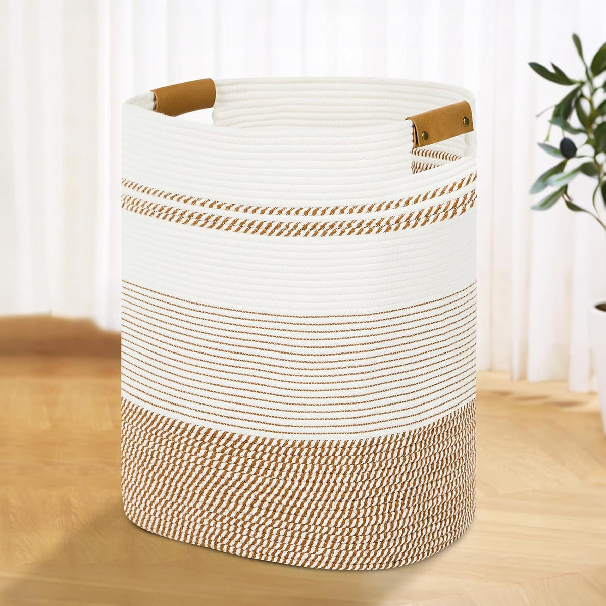 Laundry Basket with Handles - Blanket Basket & Hampers for Bedroom Aesthetic, Laundry Hamper &