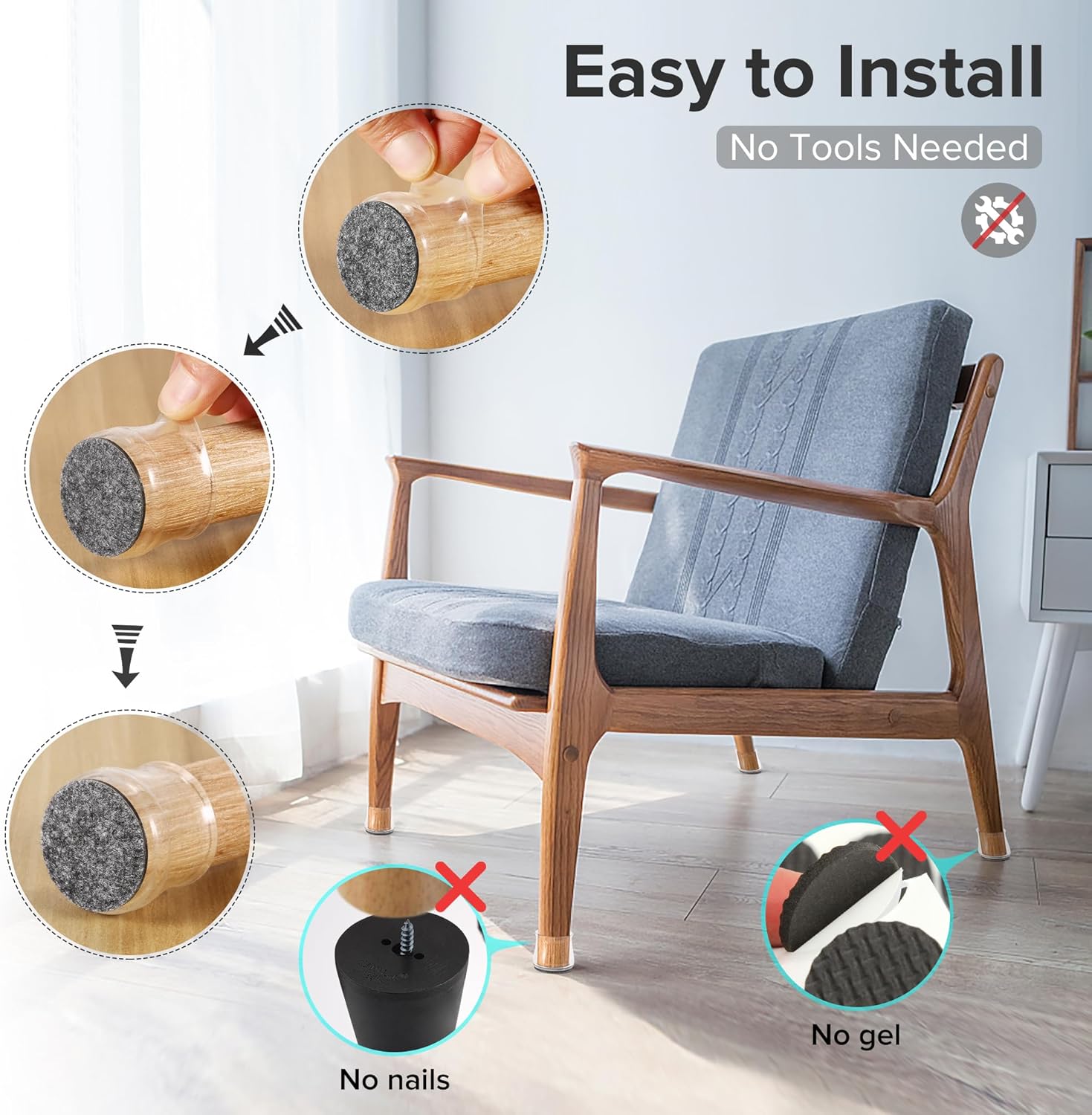 24PCS Upgraded Silicone Chair Leg Floor Protectors for Hardwood Floors, Furniture Sliders for Chair