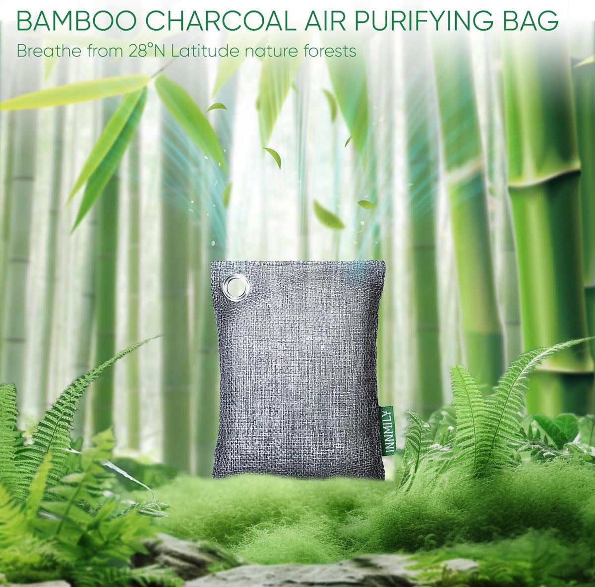 Activated Charcoal Odor Absorber, Large 10 Pack w Hooks Nature Odor Remover for Strong Odor, Bamboo